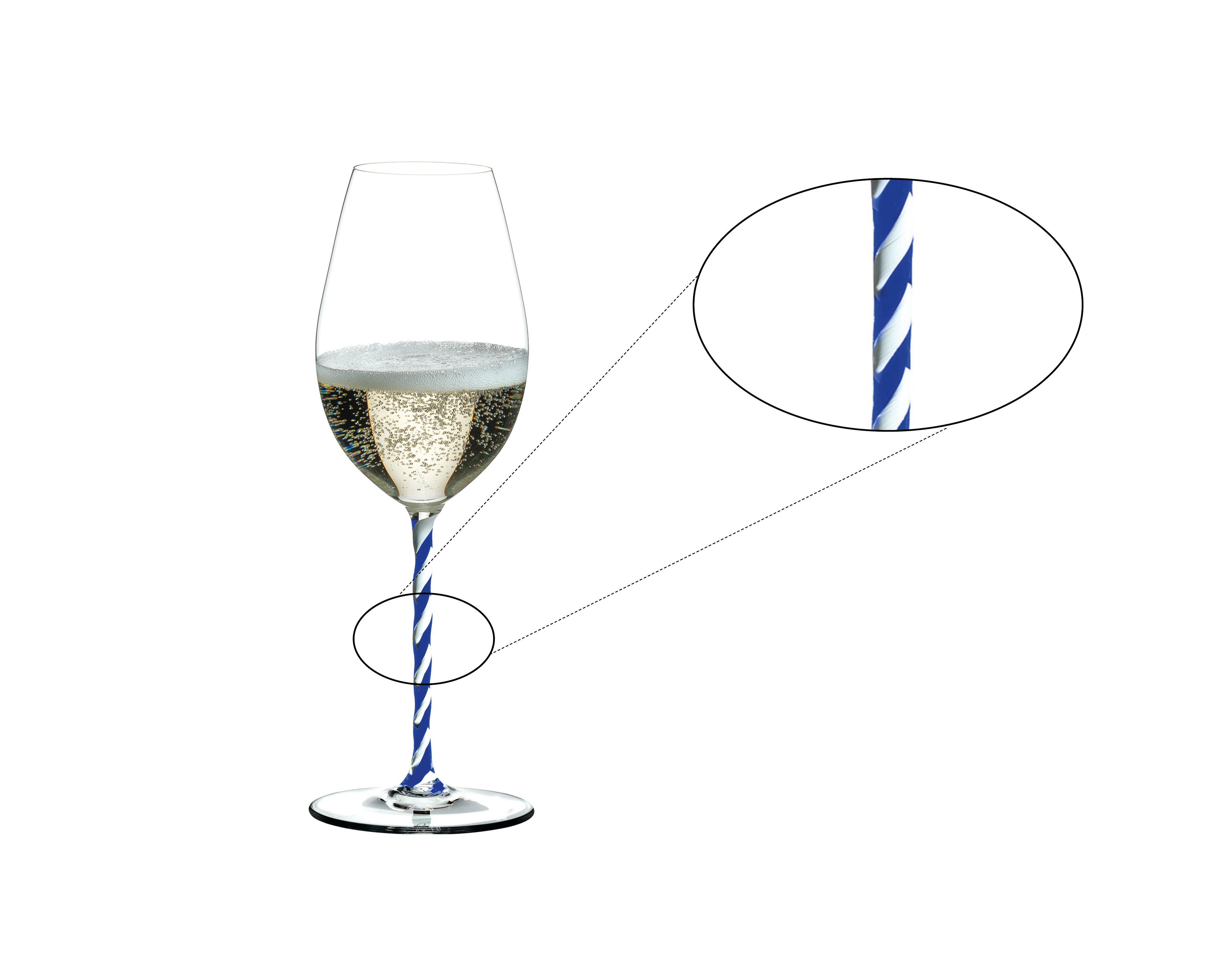 RIEDEL Fatto A Mano Champagne Wine Glass - blue white twisted 