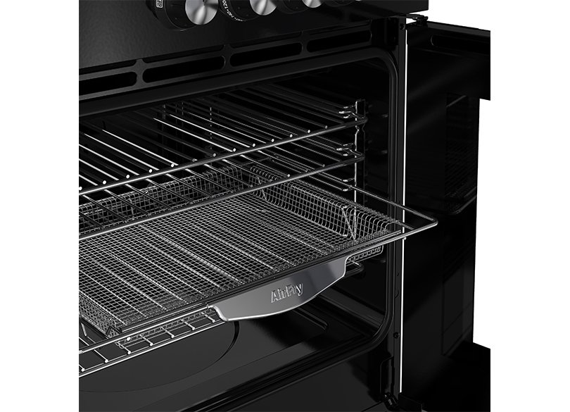 100cm Dual fuel range cooker with a 7 burner gas hob, conventional second oven, separate grill, and main fanned oven with AirFry