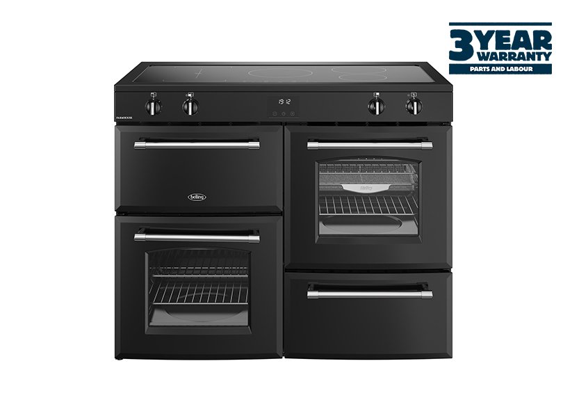 110cm Electric range cooker with a 5 zone induction hob, conventional second oven, separate grill, and main fanned oven with AirFry
