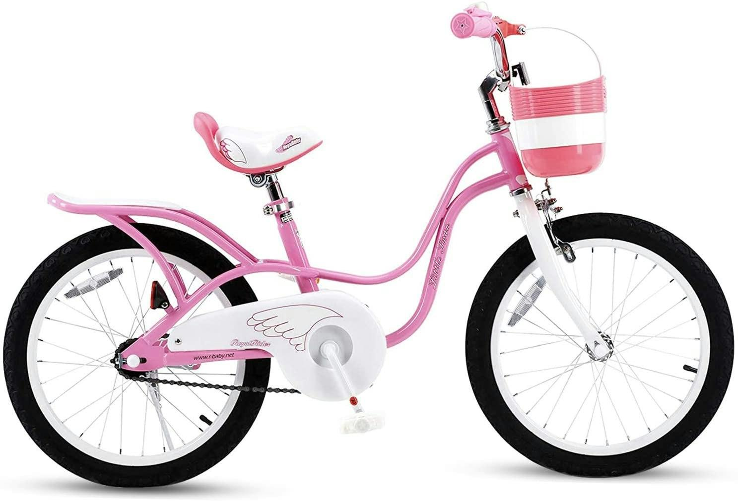 Swan_Girls_Bike_Pink_and_White_color_18_Inch_With_Kickstand_No_Training_Wheels