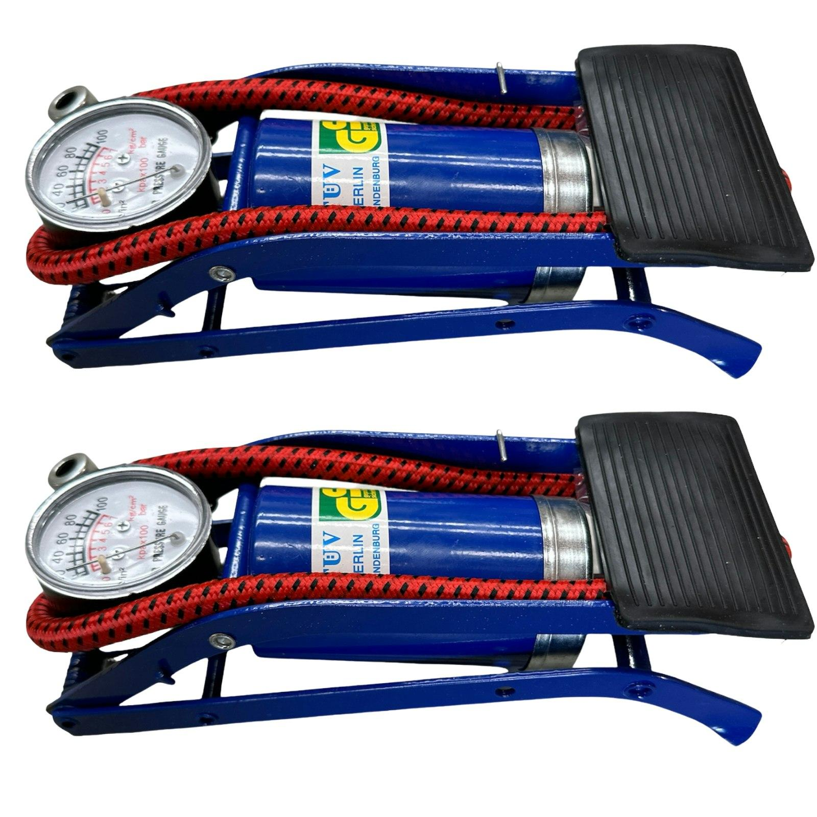 2x_HIGH_PRESSURE_FOOT_PUMP_Ball_Bicycle_Motorbike_Car_Tire_Inflator_Tyre_Air