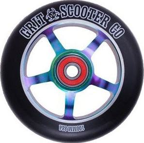 Clr_CP_core_/_Black_PU_100mm_5_Spoke_Alloy_Core_Scooter_Wheel