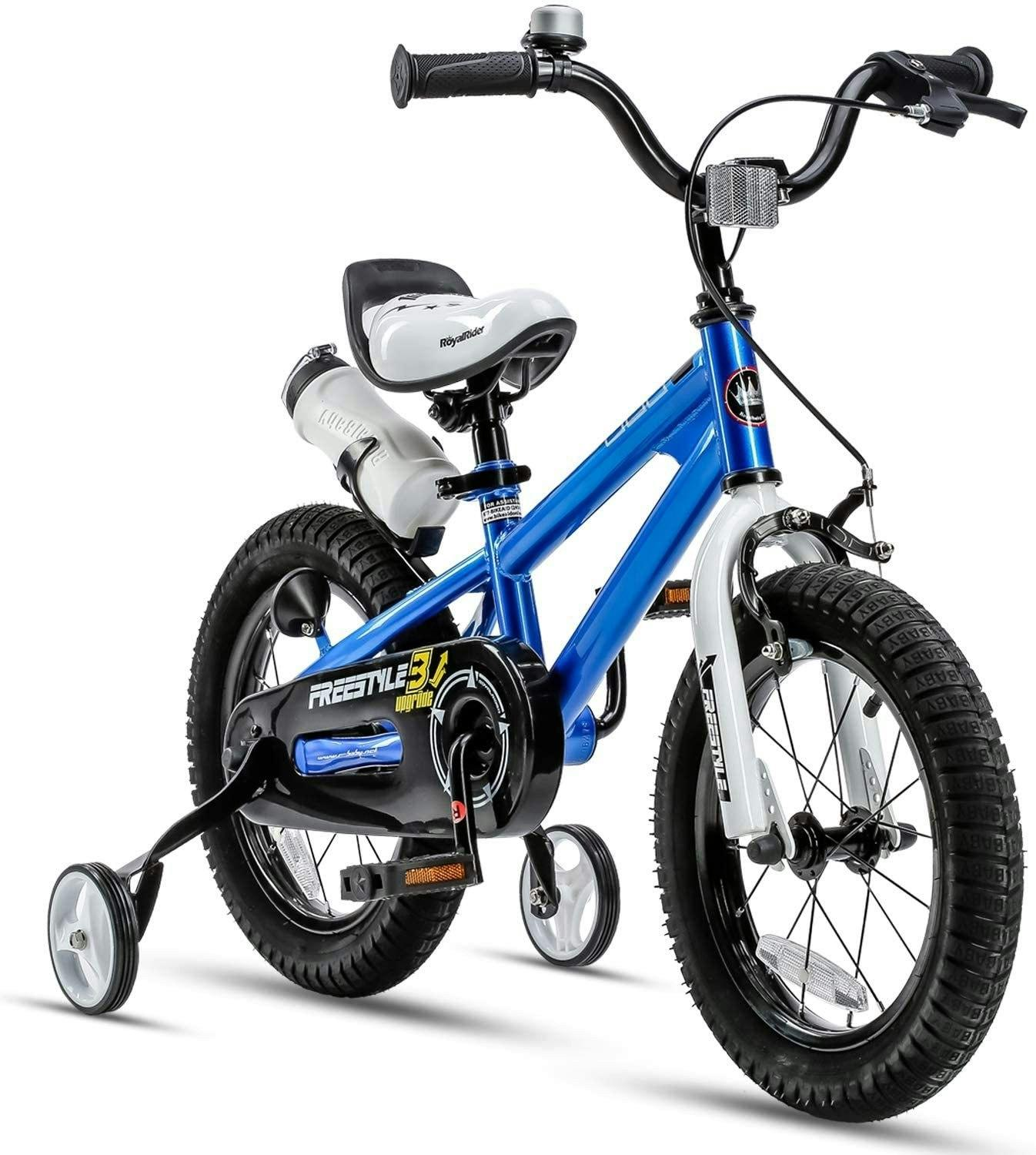 BMX_Freestyle_Pedal_Brake_Kids_Bike_for_Boys_and_Girls_Blue_18_in_With_Kickstand_(No_Training_Wheels)