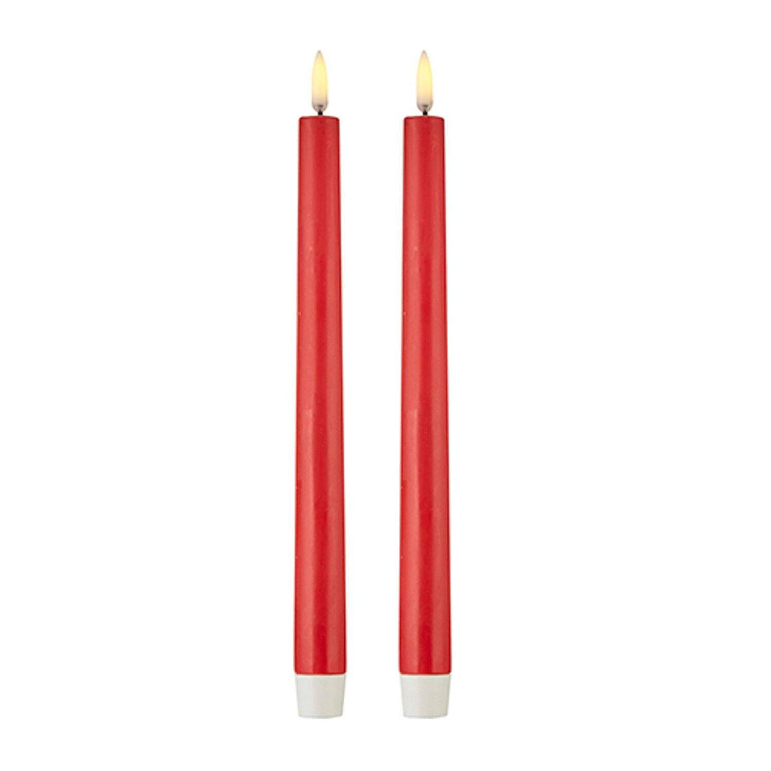 2x_LED_Flickering_Flame_Taper_Candles_25cm_Tall_Candle_Real_Wax_Red_-_Unscented