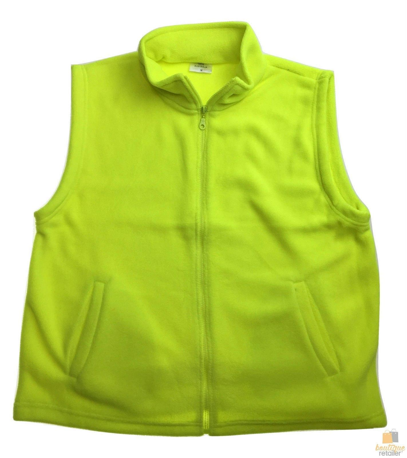 PLAIN_HI_VIS_Polar_Fleece_Vest_Full_Zip_Safety_Workwear_High_Visibility_Fleecy