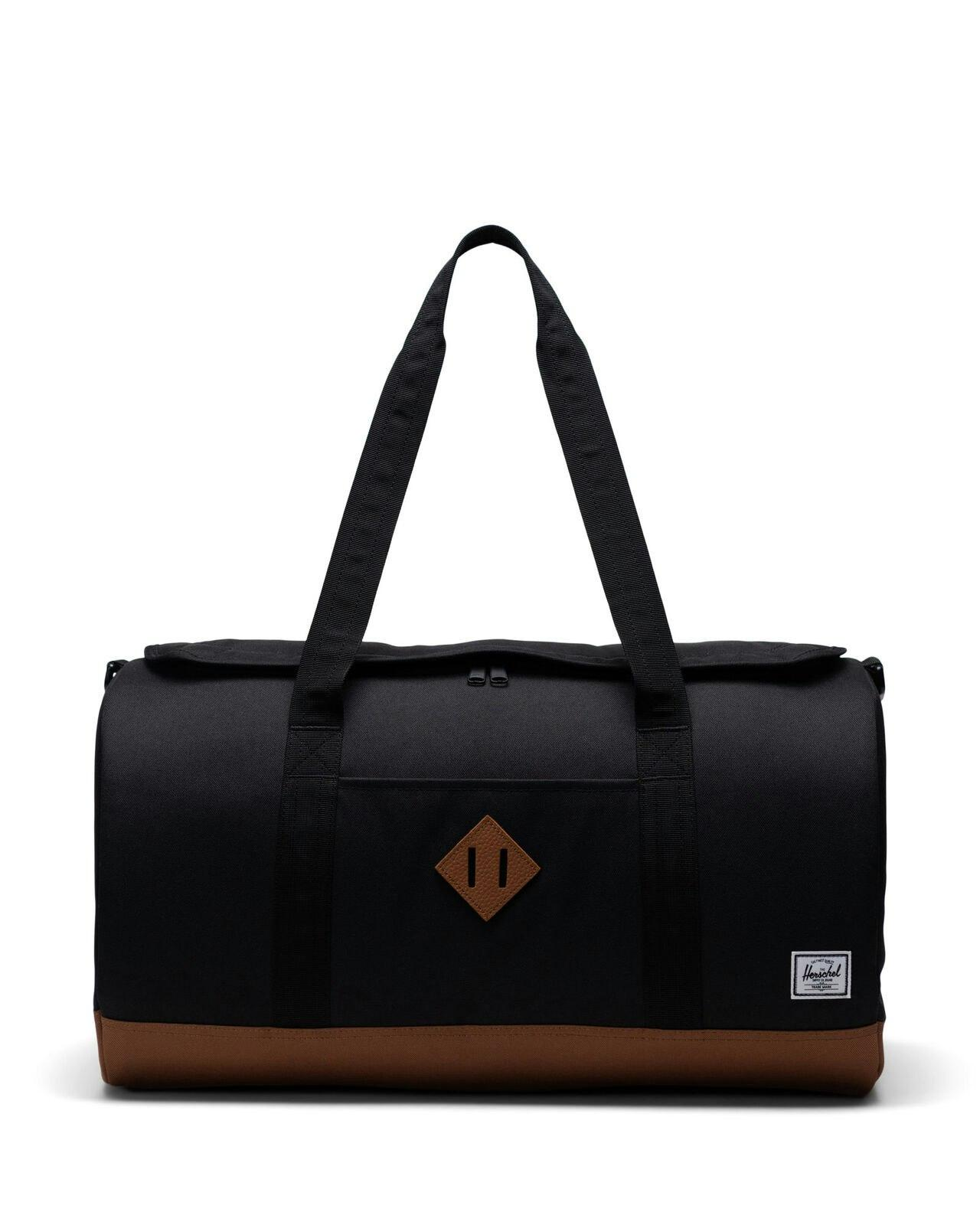 Herschel_40L_Heritage_Duffle_Bag_in_Black/Saddle_Brown