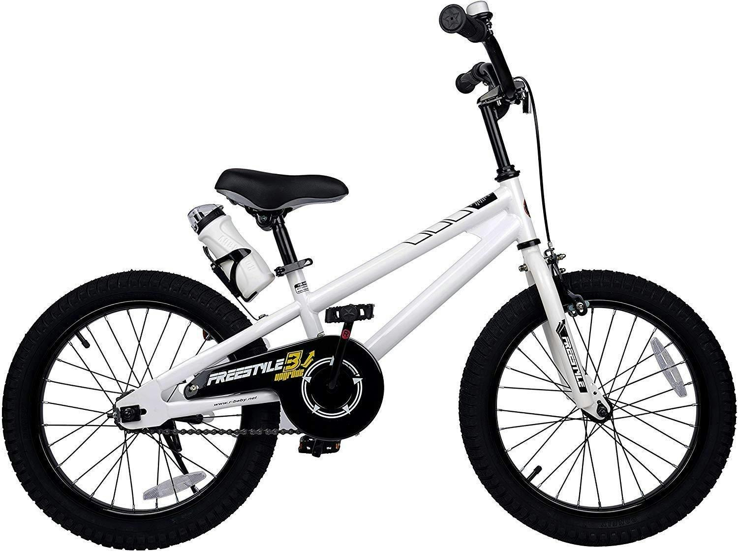 BMX_Freestyle_Pedal_Brake_Kids_Bike_for_Boys_and_Girls_White_12_in_With_Training_Wheels