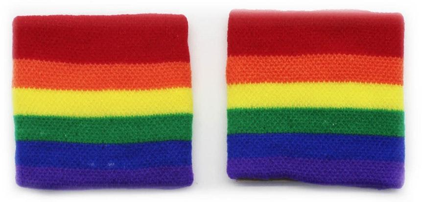 2x_RAINBOW_WRISTBANDS_Gay_Lesbian_Pride_LGBT_Mardi_Gras_Party