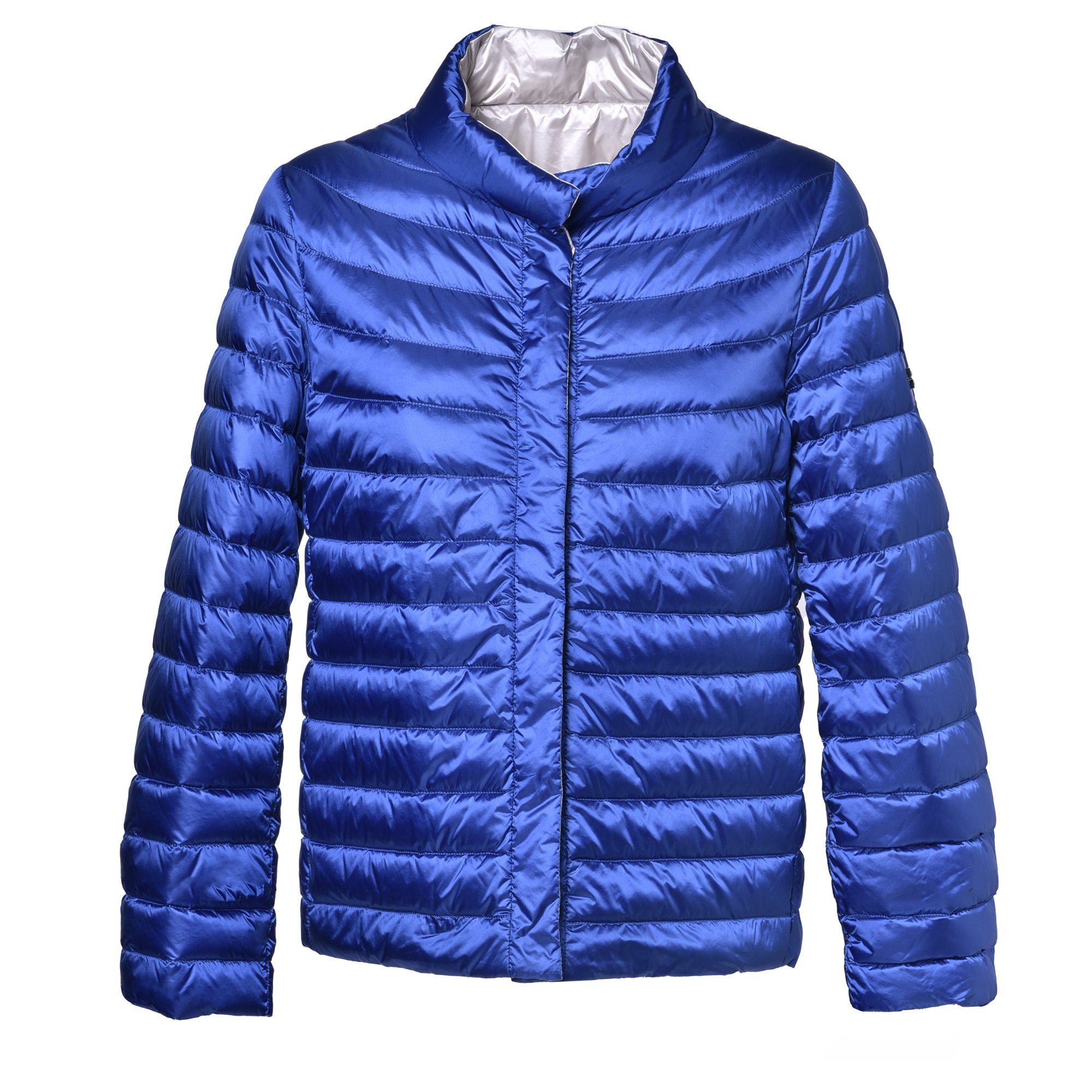 Reversible down jacket in electric blue nylon image