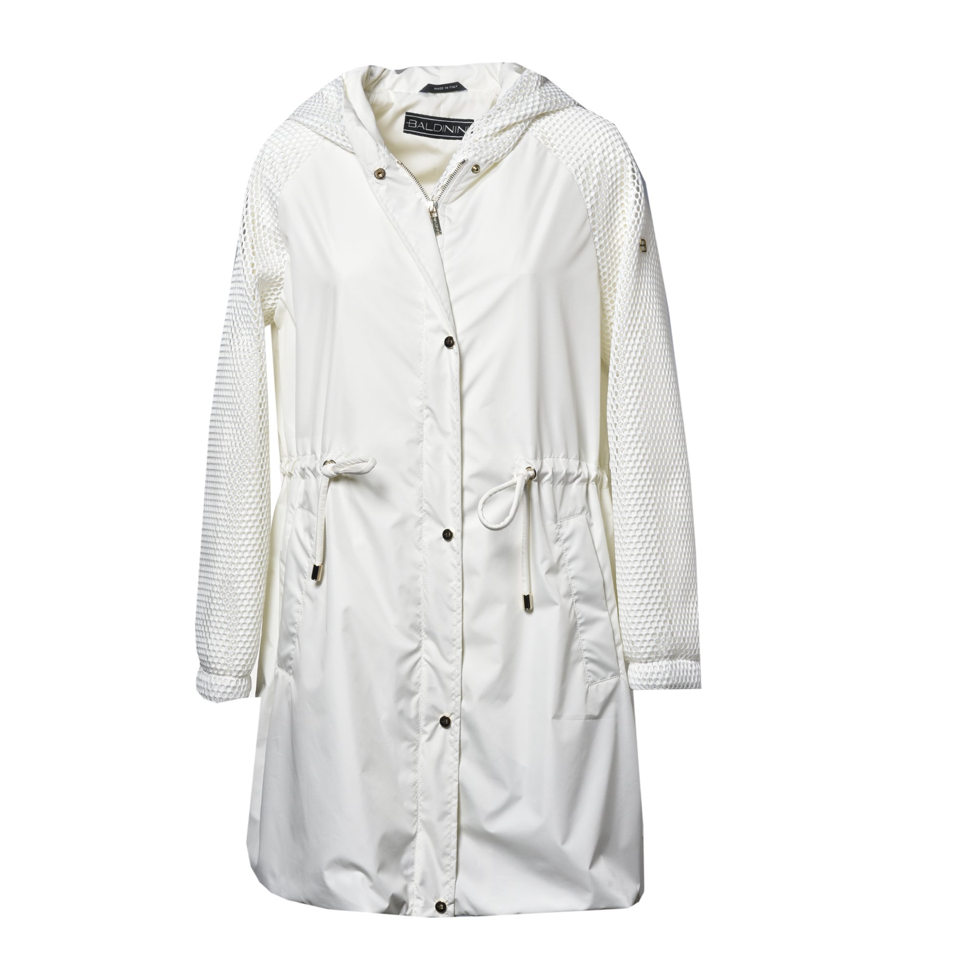 Parka in white fabric and mesh image