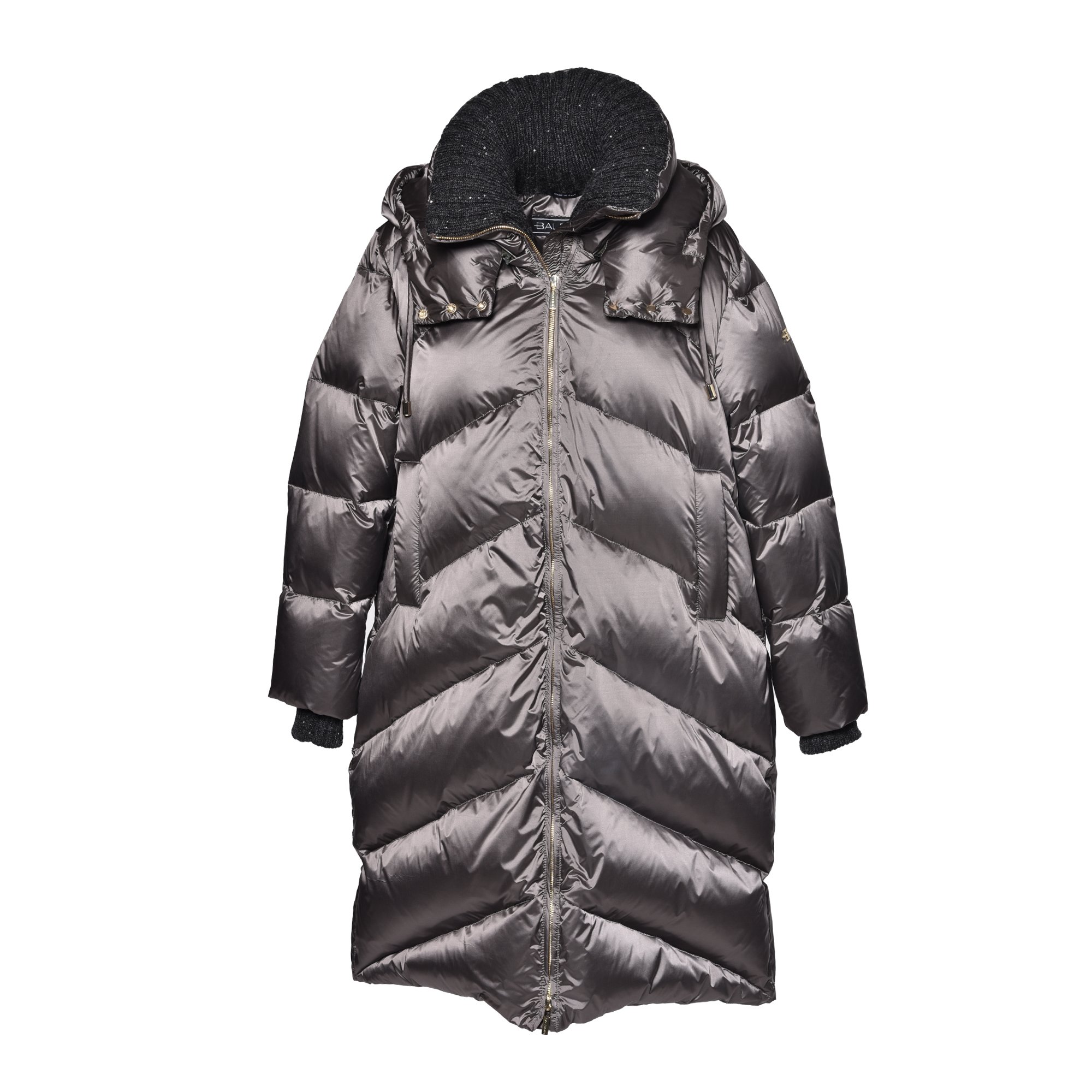 Long down jacket in anthracite nylon image