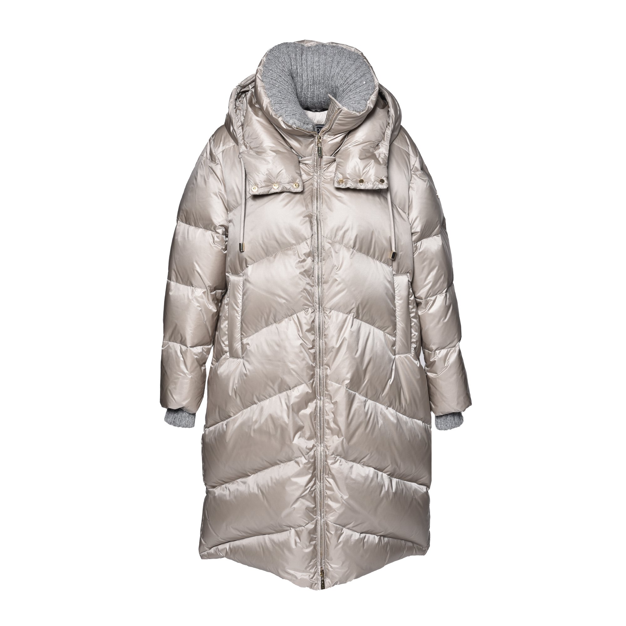Long down jacket in light grey nylon image