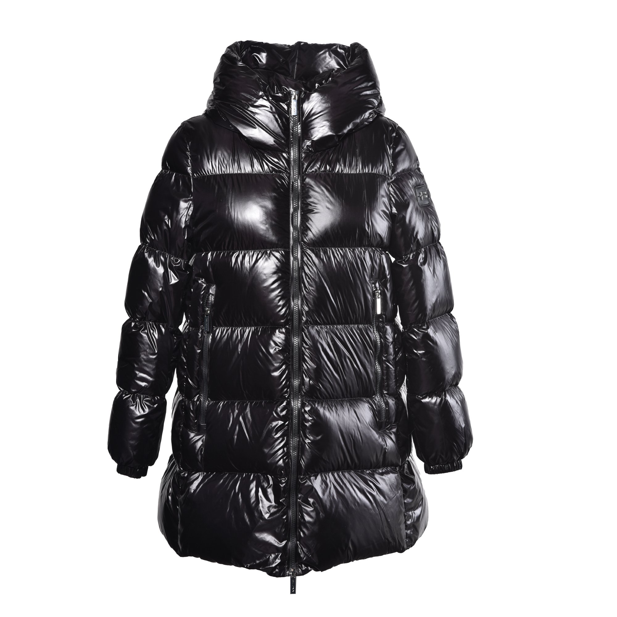 Black nylon down jacket image