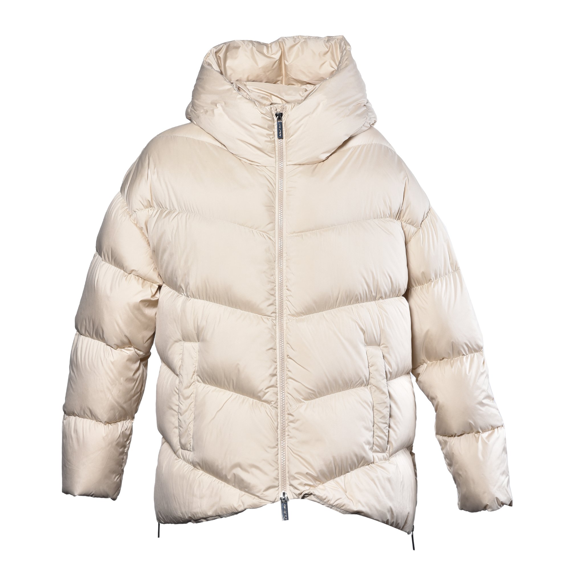 Down jacket in cream nylon image