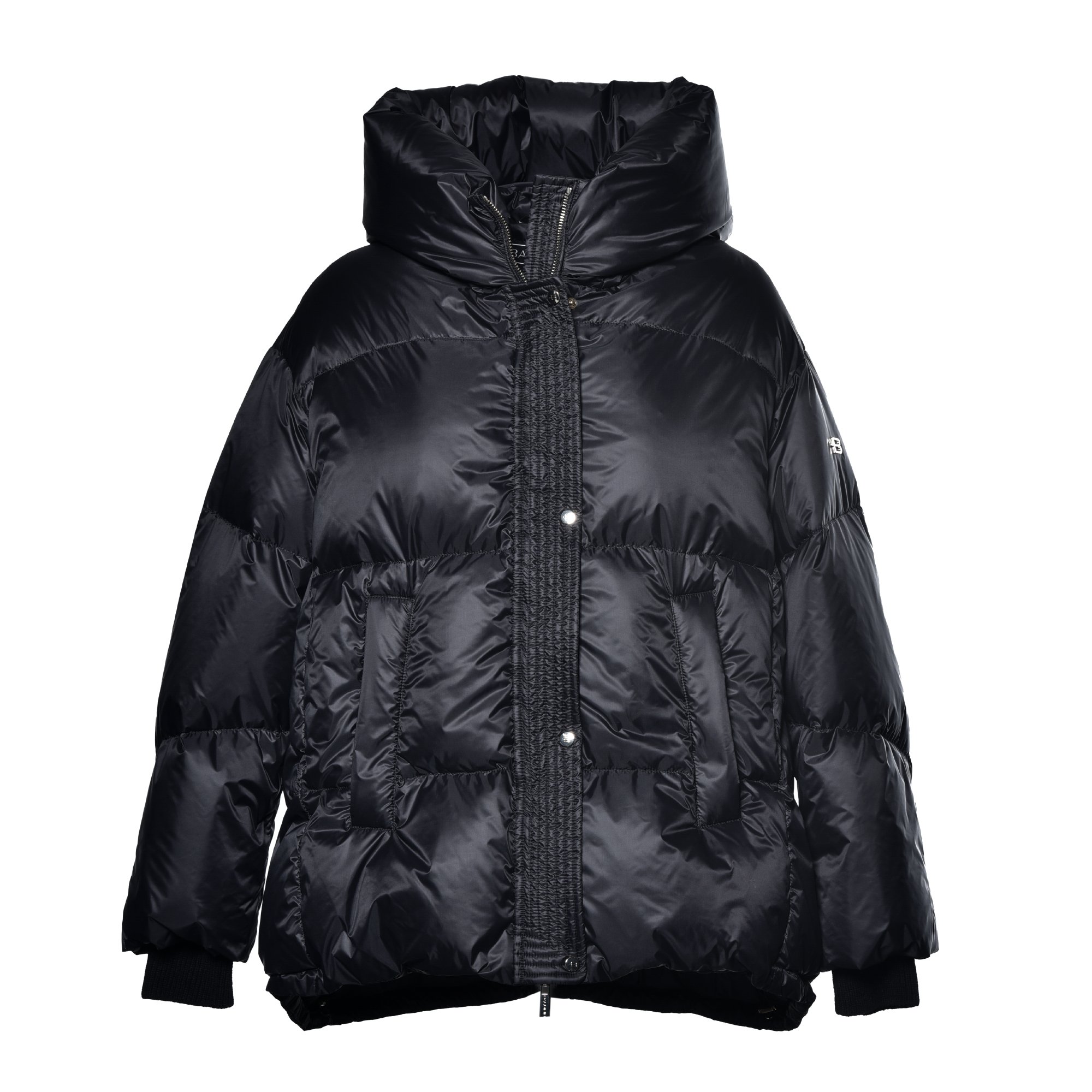 Black nylon down jacket image