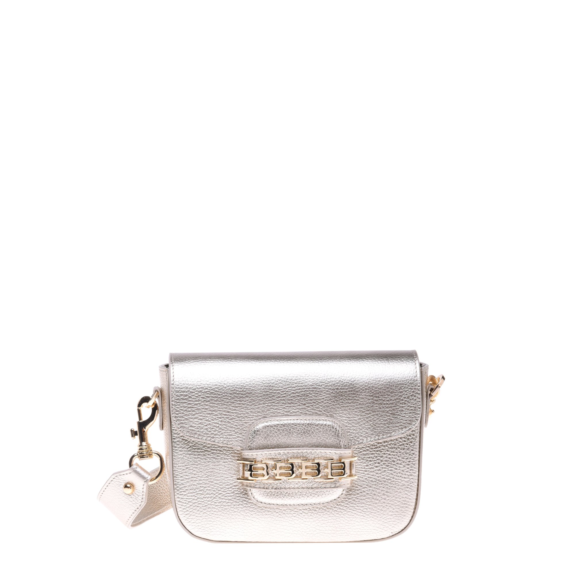Shoulder bag in light gold laminated tumbled leather image