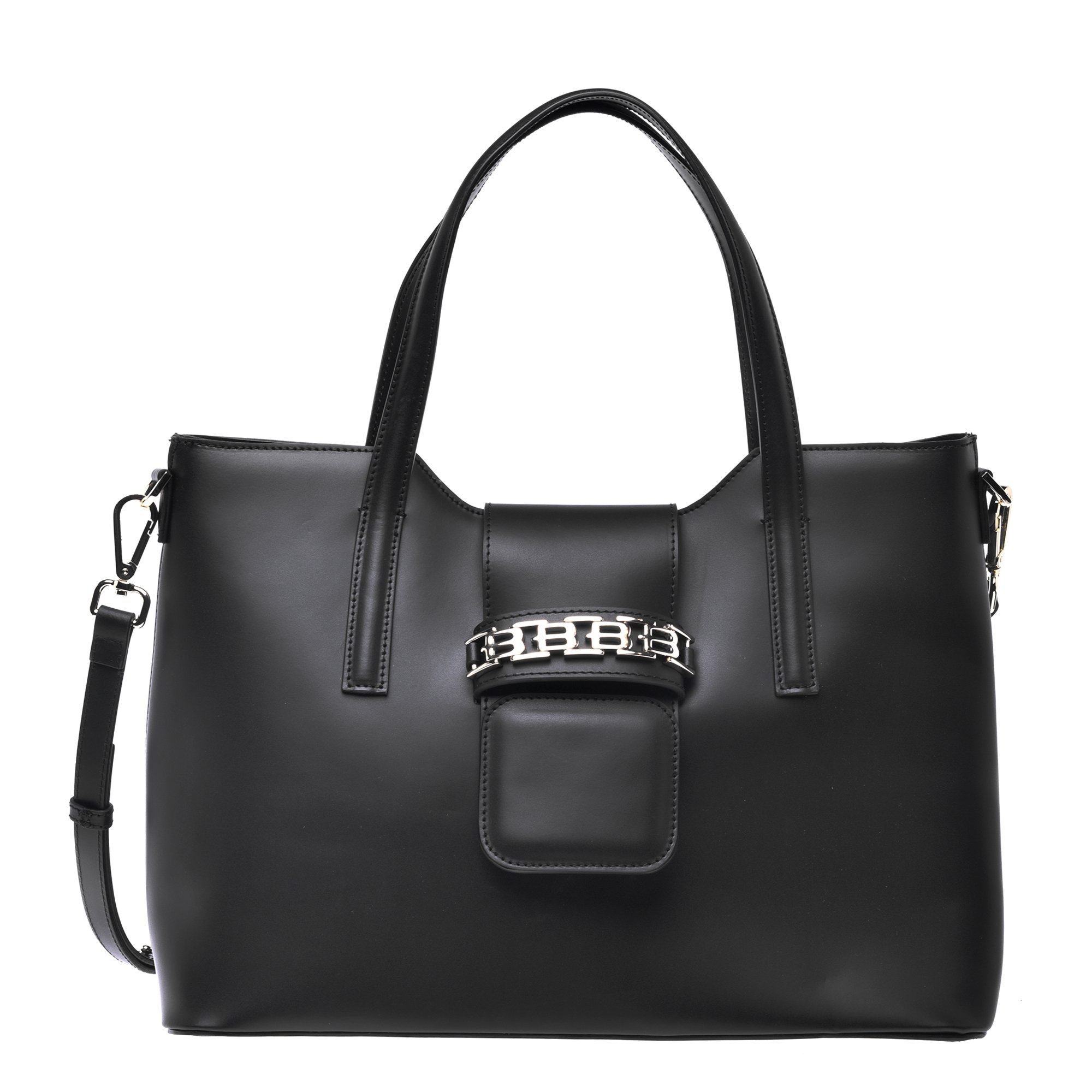 Black leather shoulder bag image