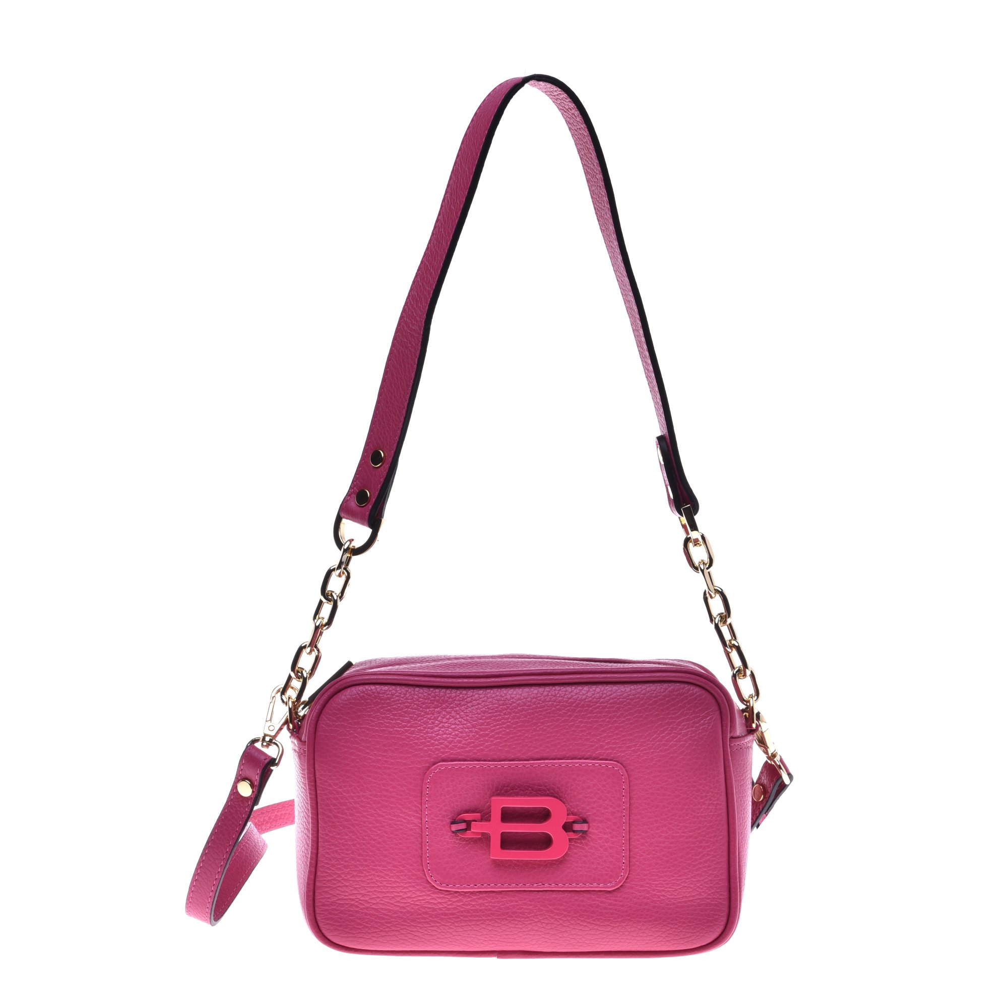 Crossbody bag in fuchsia tumbled calfskin image
