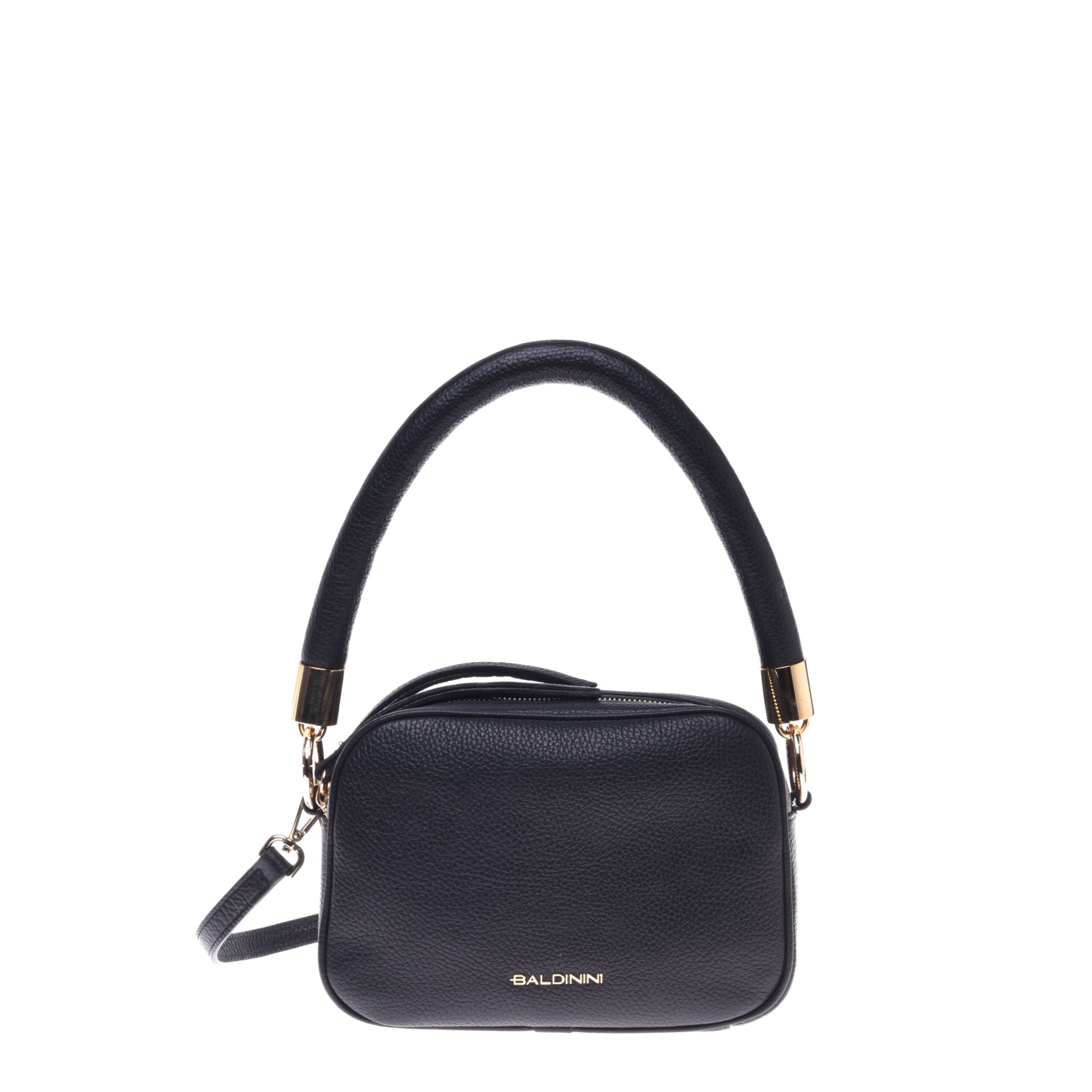 Shoulder bag in black tumbled leather image