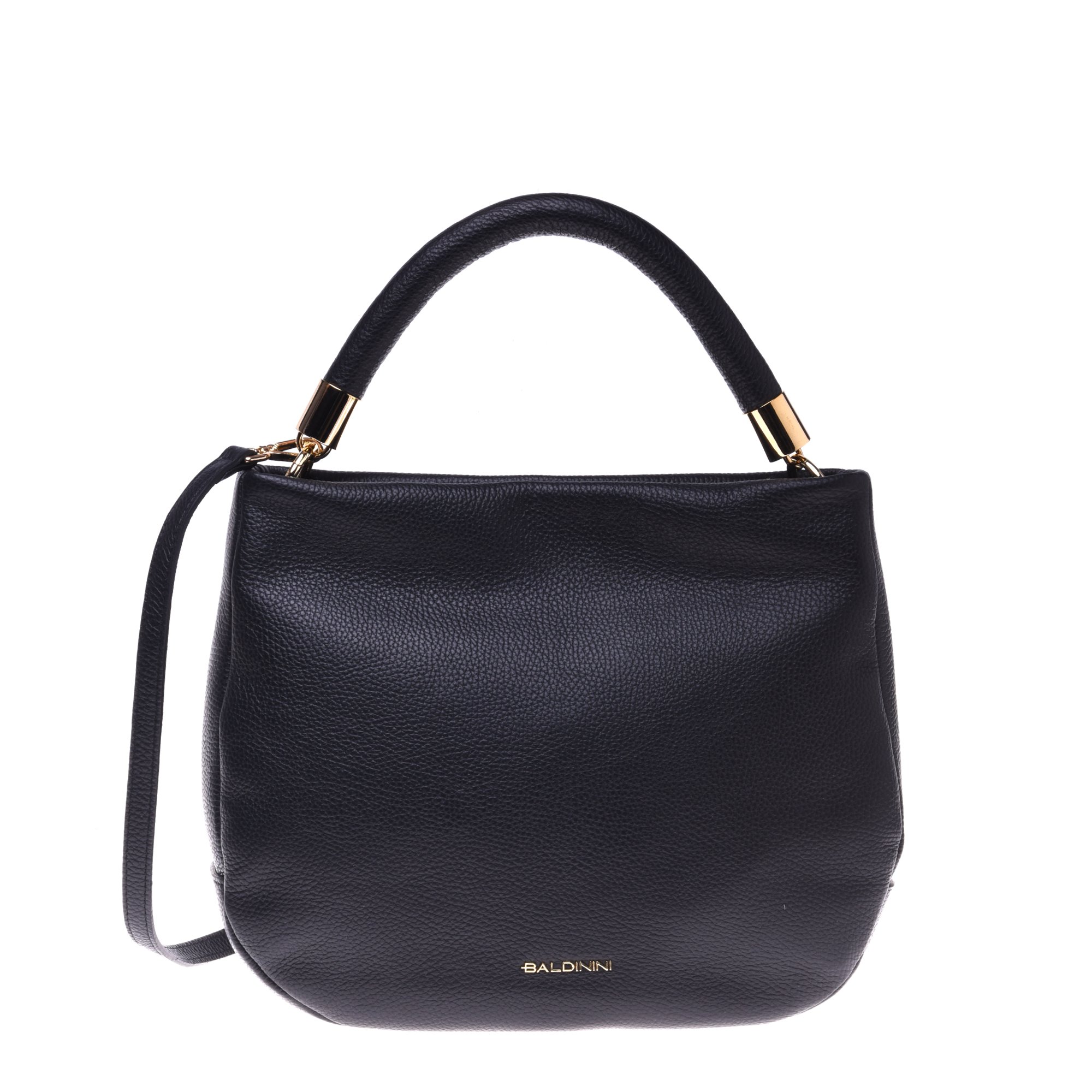 Shoulder bag in black tumbled leather image