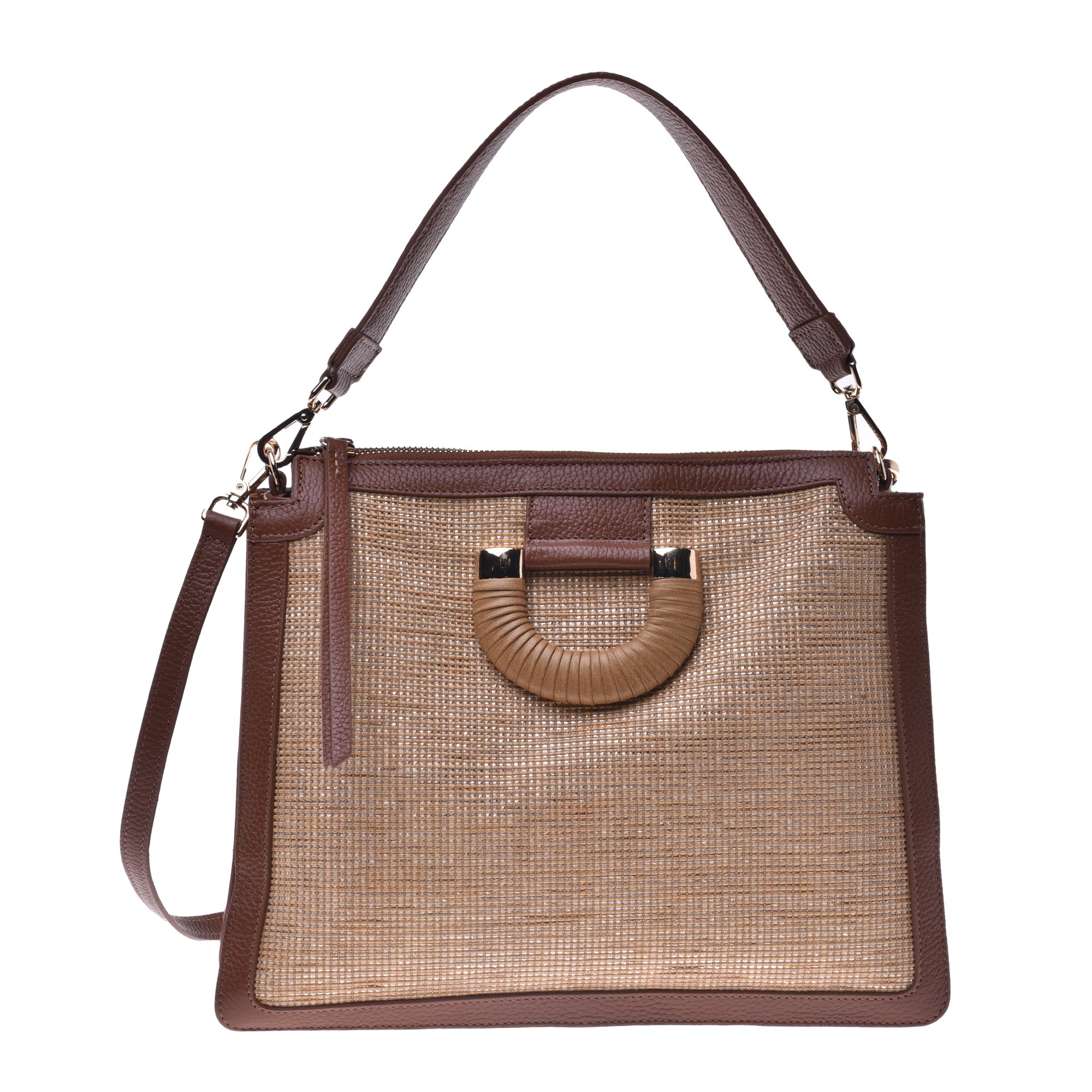 Shopper bag in tan raffia image