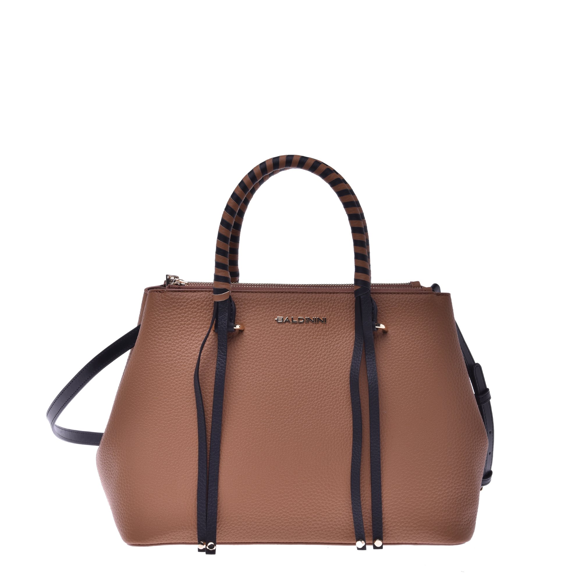 Handbag in black and tan calfskin image