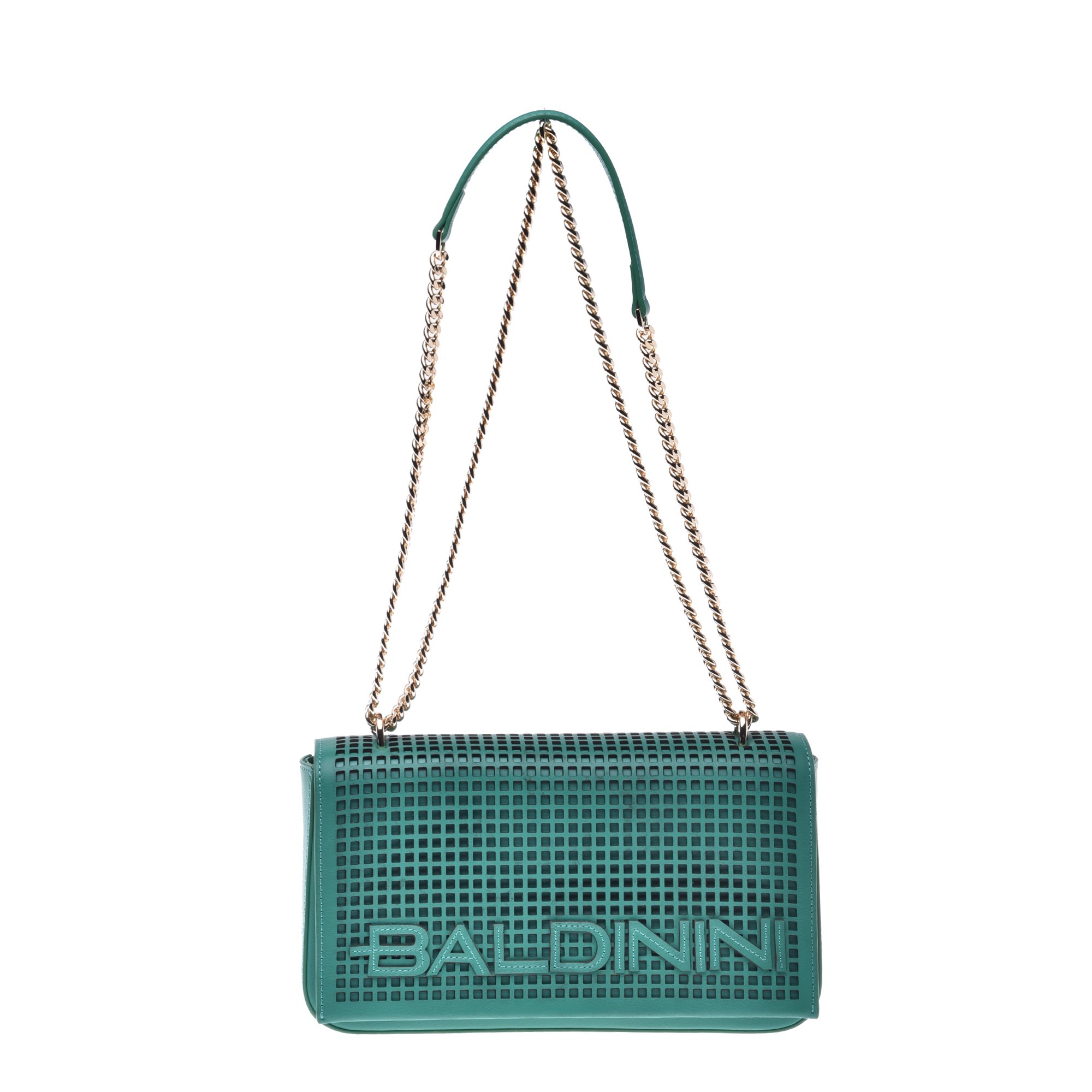 Shoulder bag in green dotted calfskin image