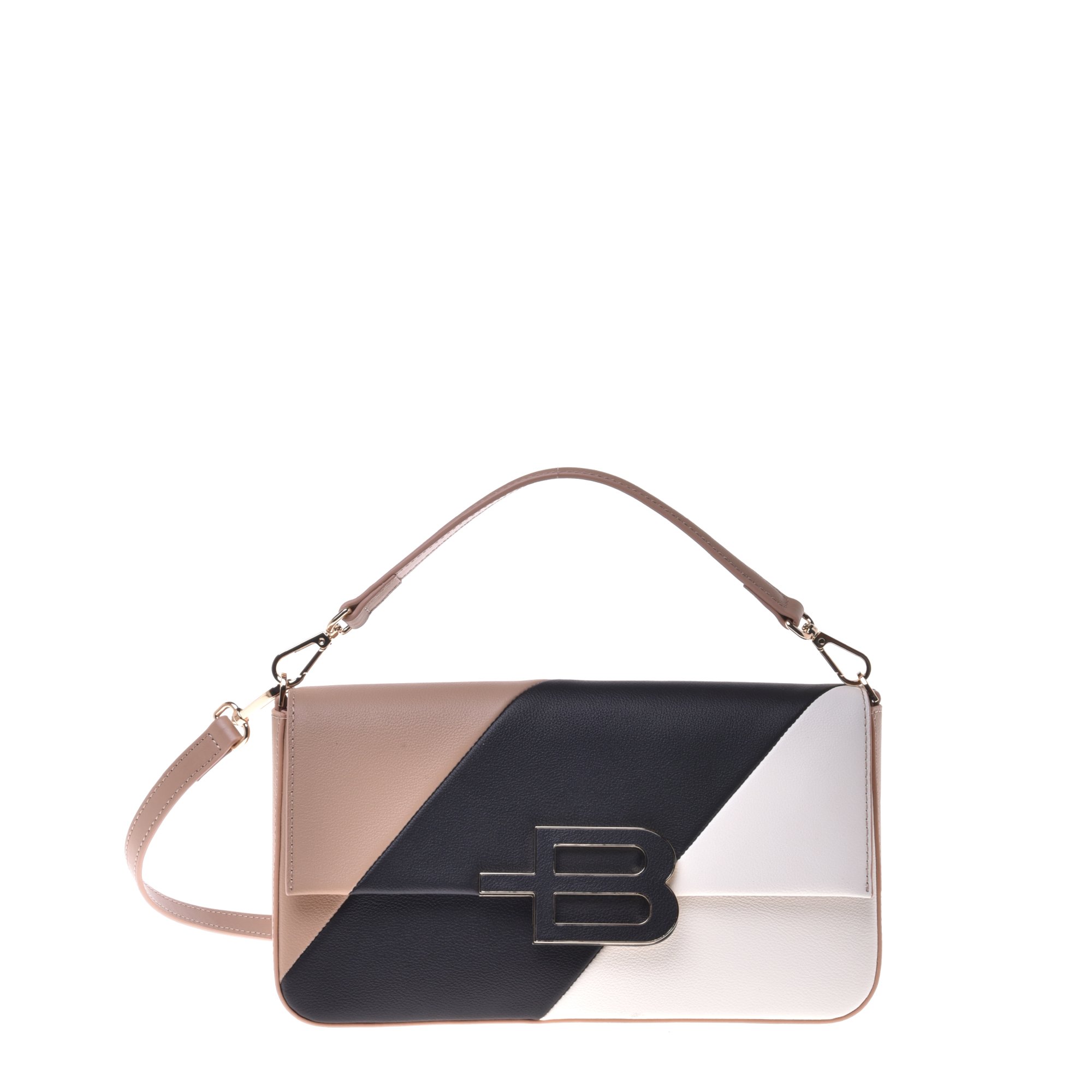 Crossbody bag in black, nude and white calfskin image