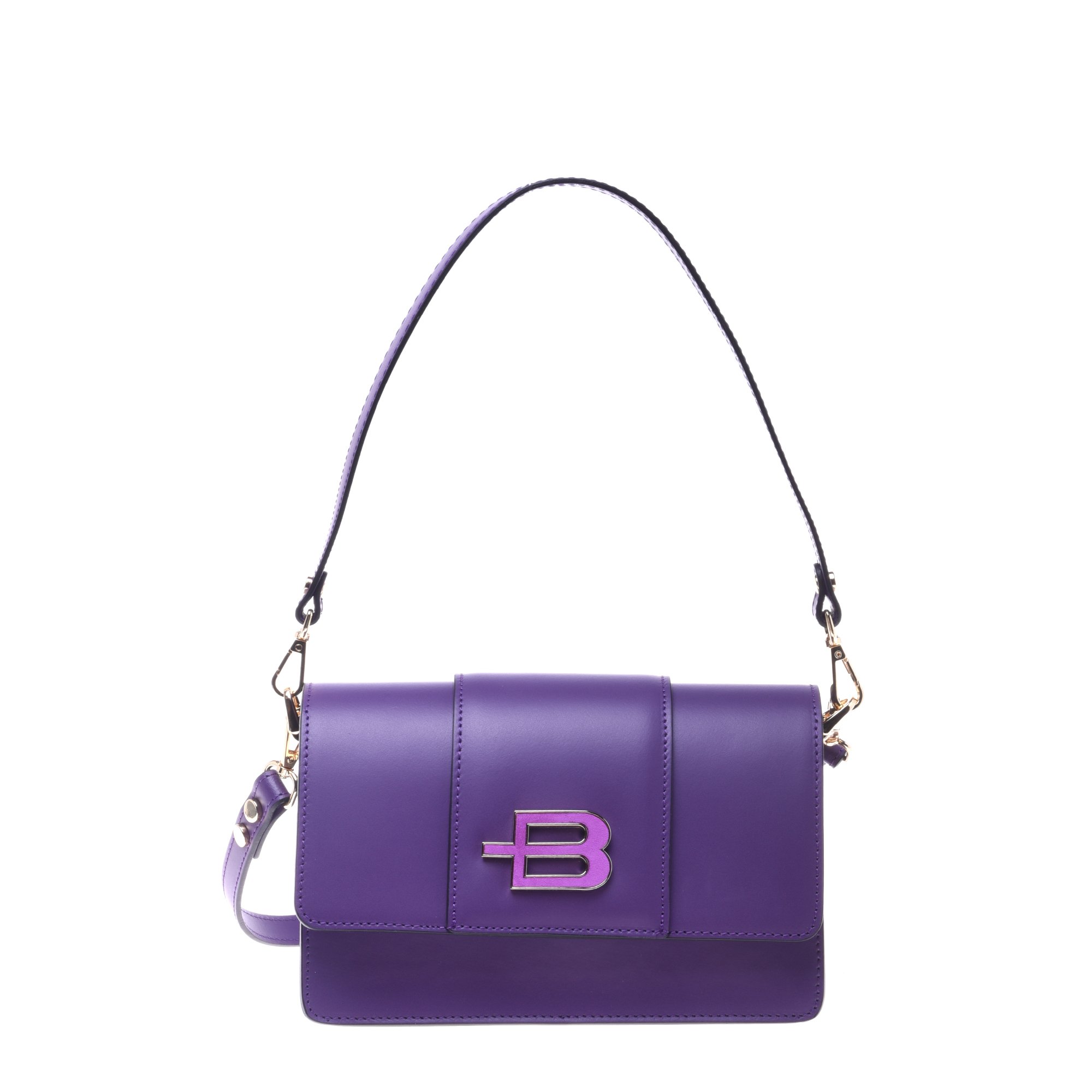 Purple leather shoulder bag image