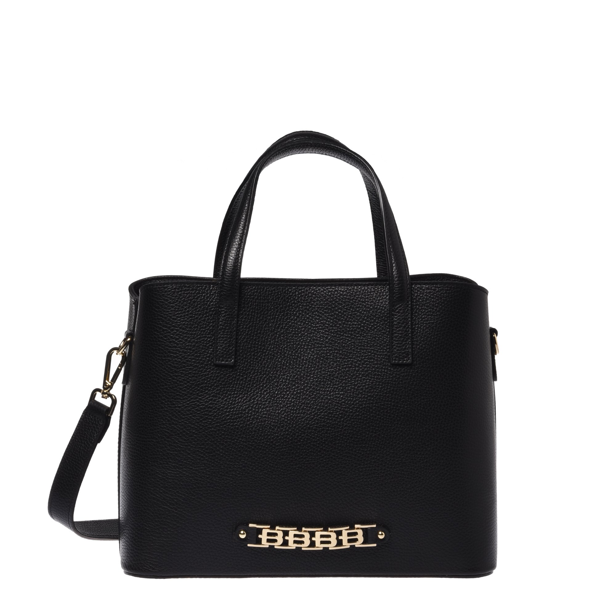 Black tumbled leather tote bag image