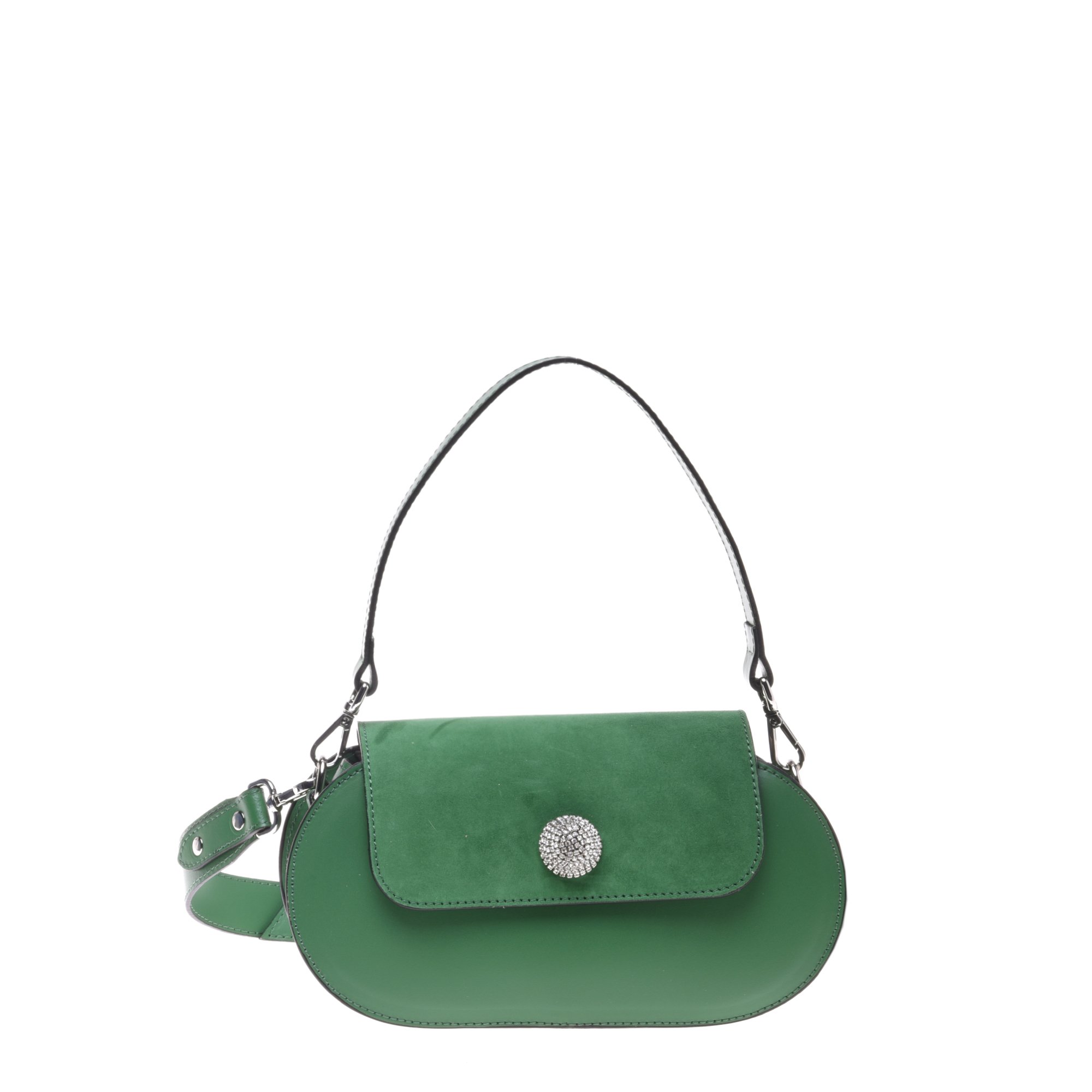 Green suede and calfskin shoulder bag image