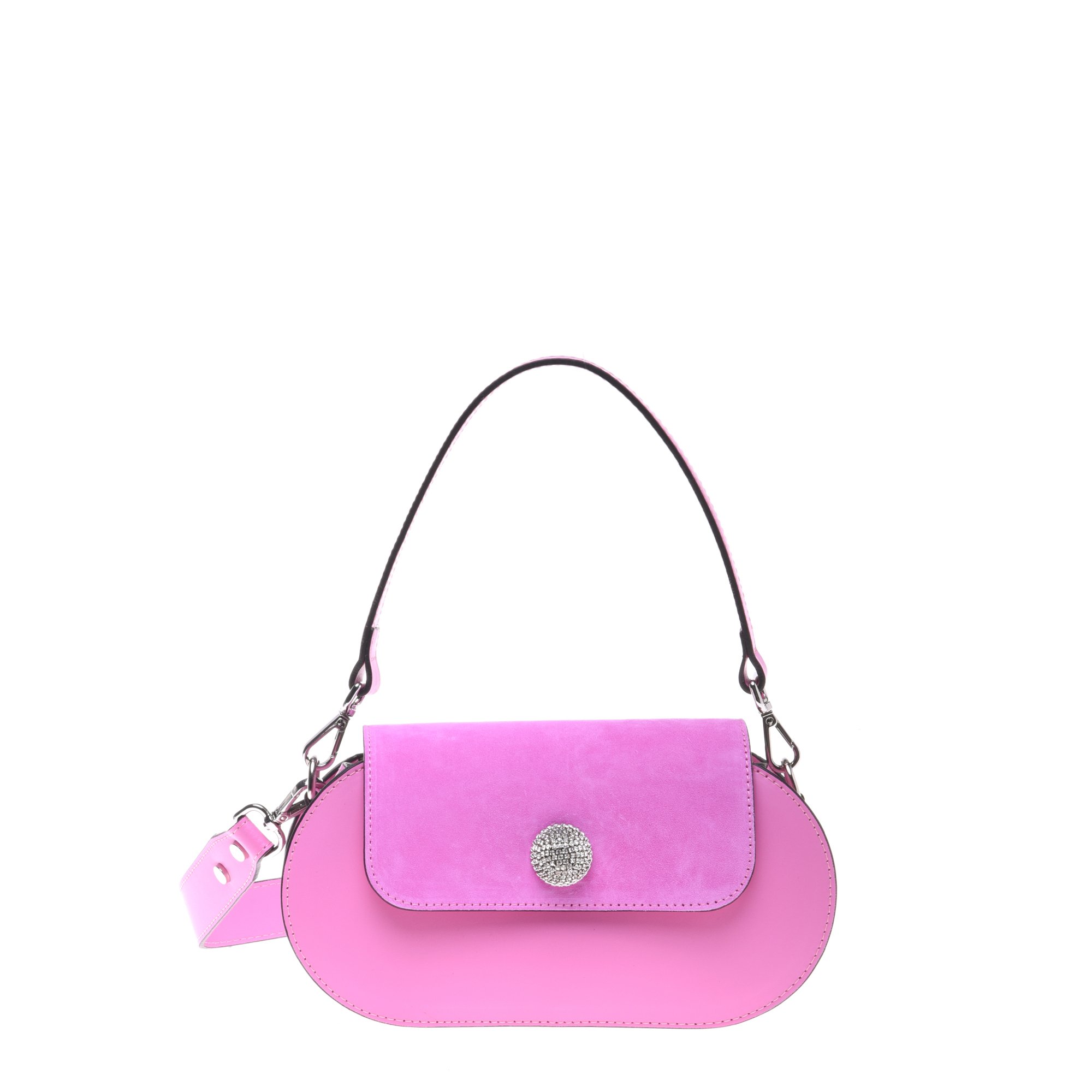 Pink leather and suede shoulder bag image
