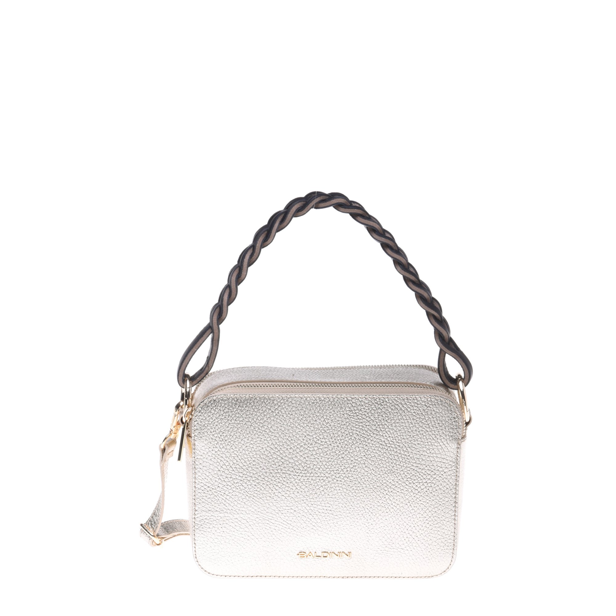 Shoulder bag in light gold laminated tumbled leather image