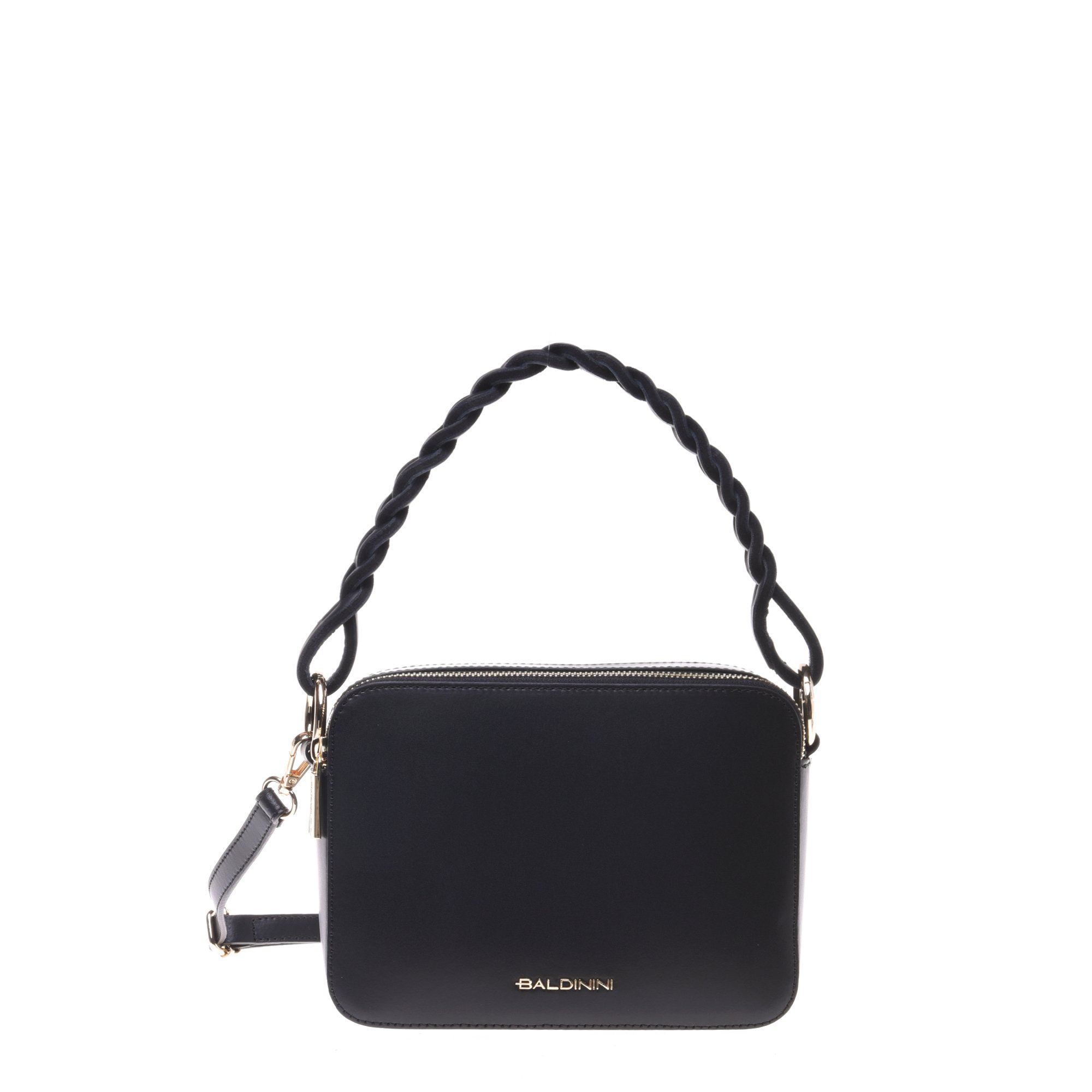 Black leather shoulder bag image