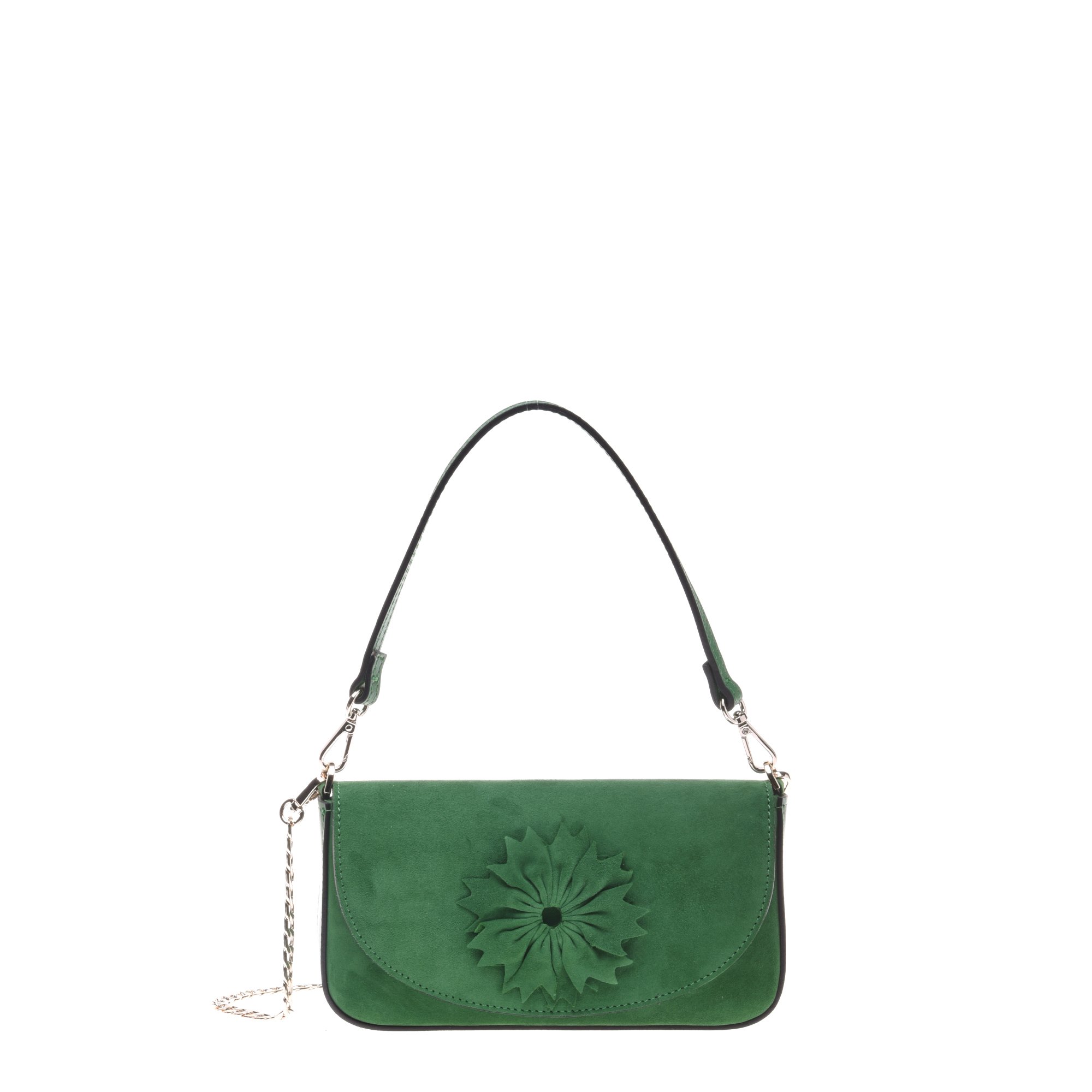 Green suede shoulder bag image
