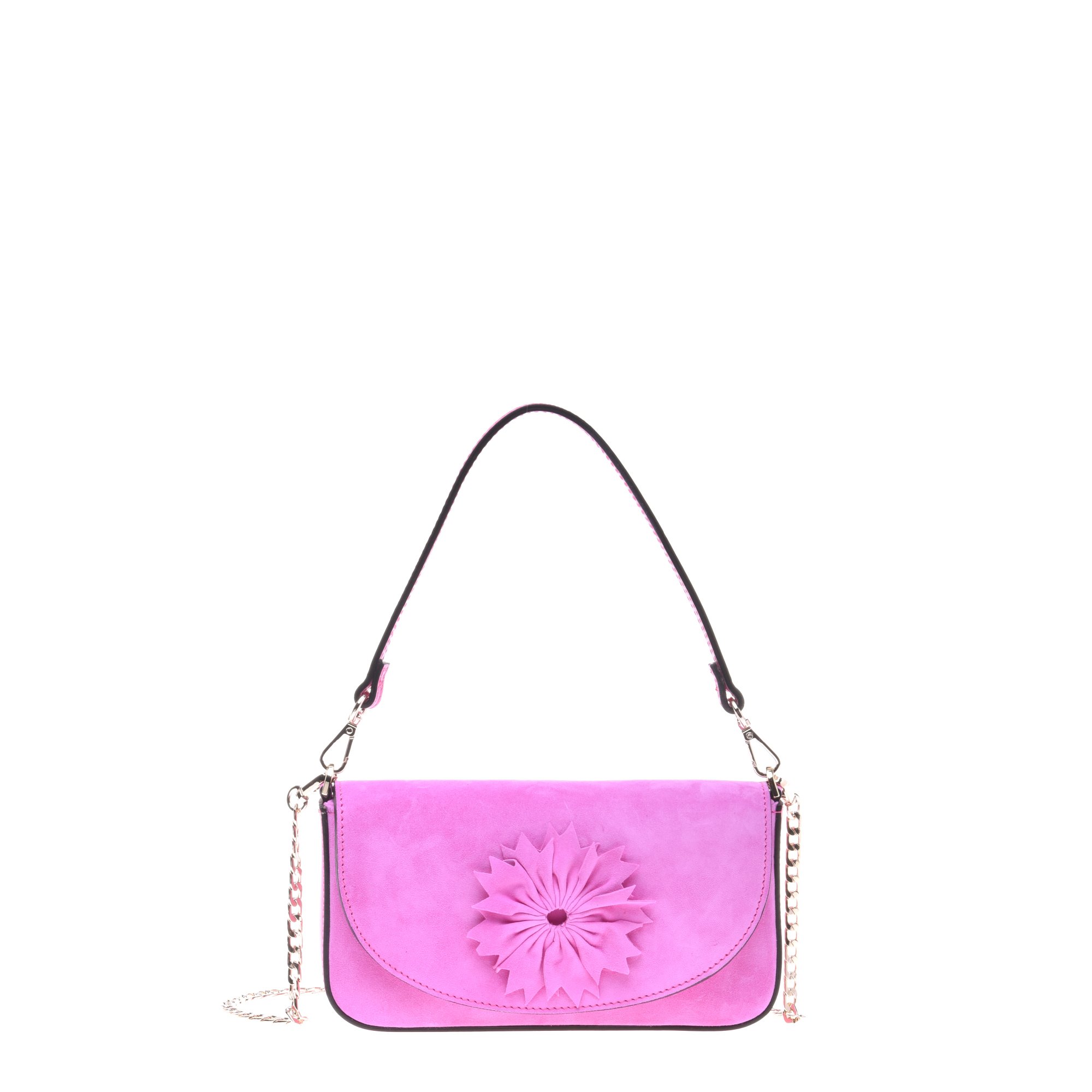 Pink suede shoulder bag image