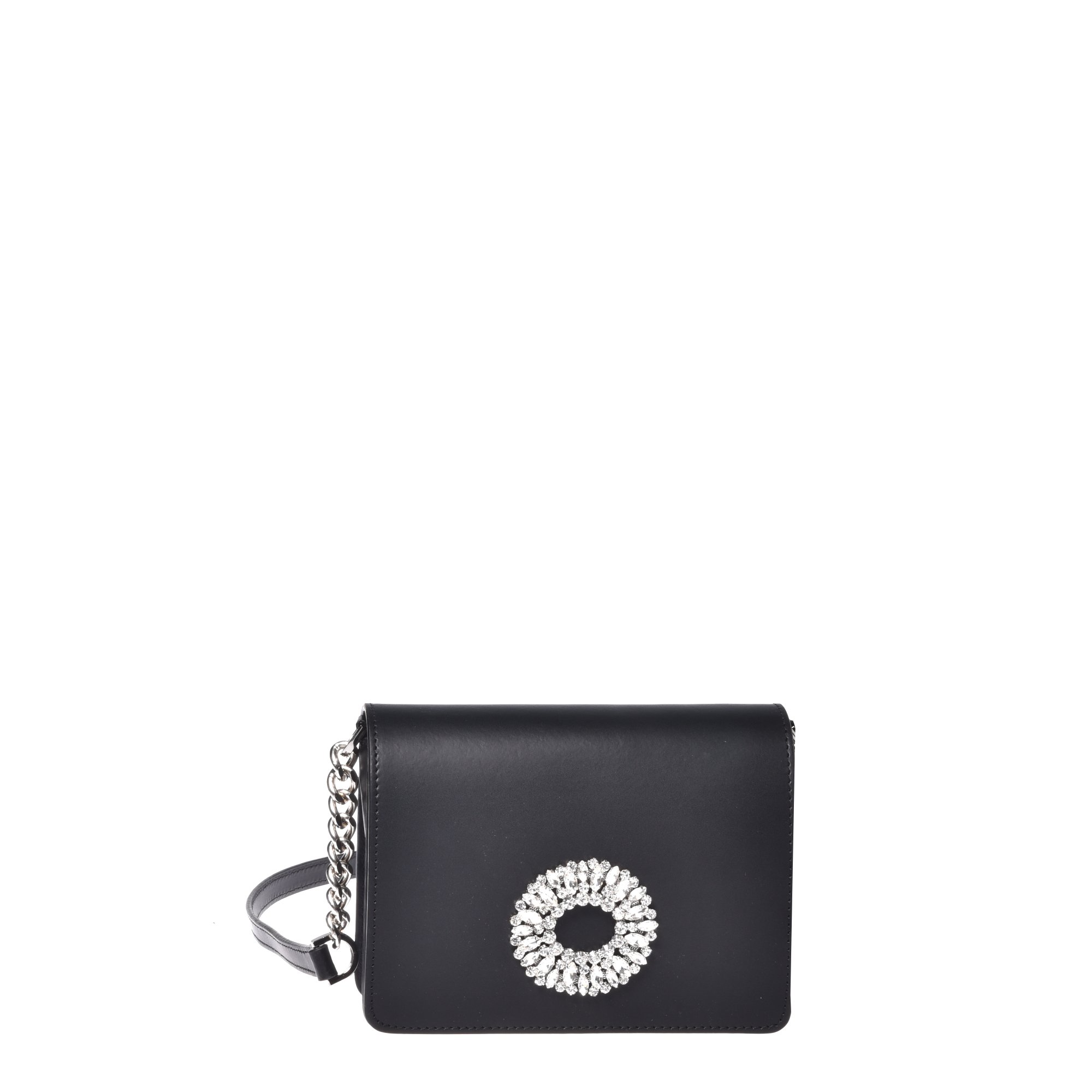 Black leather crossbody bag image