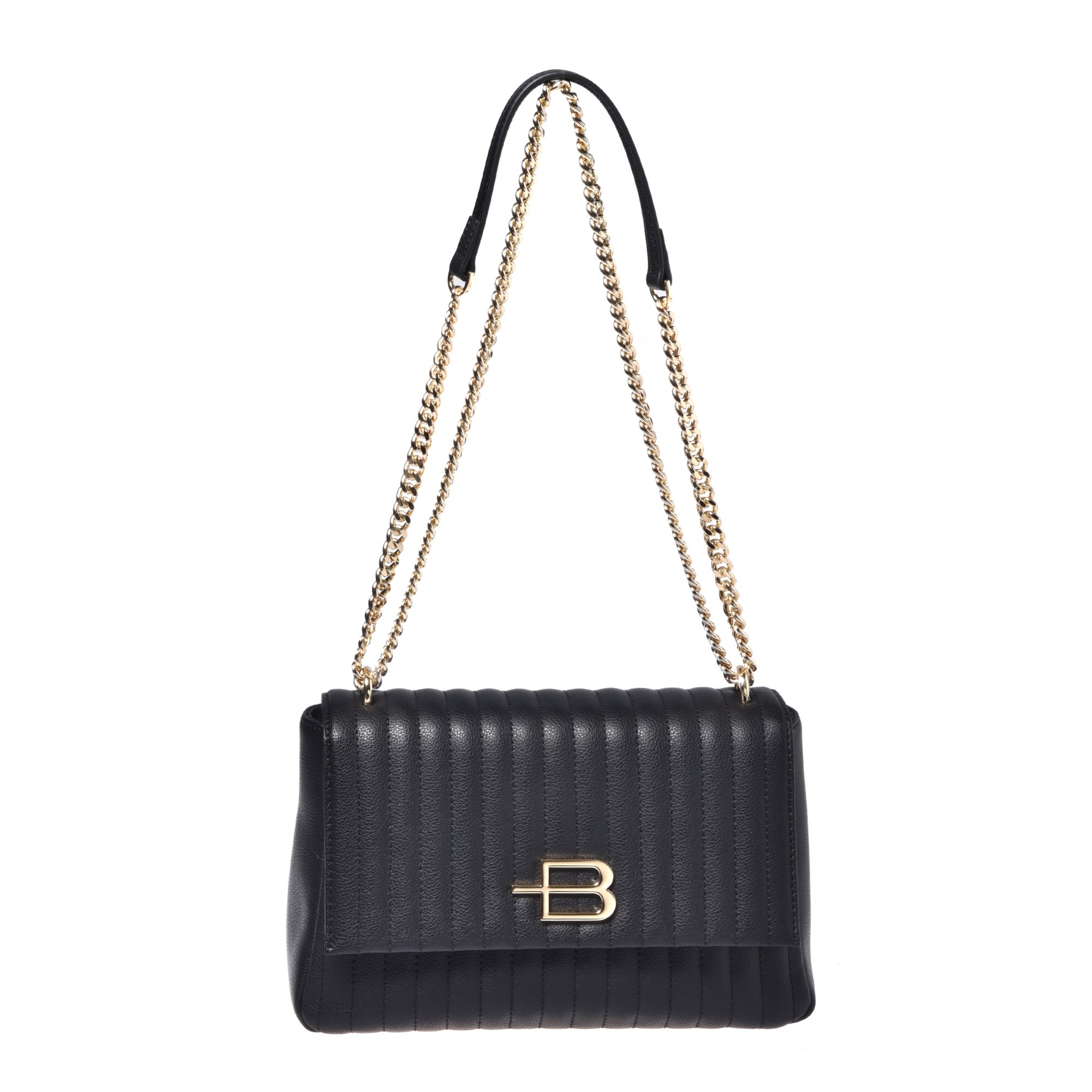 Shoulder bag in black quilted leather image