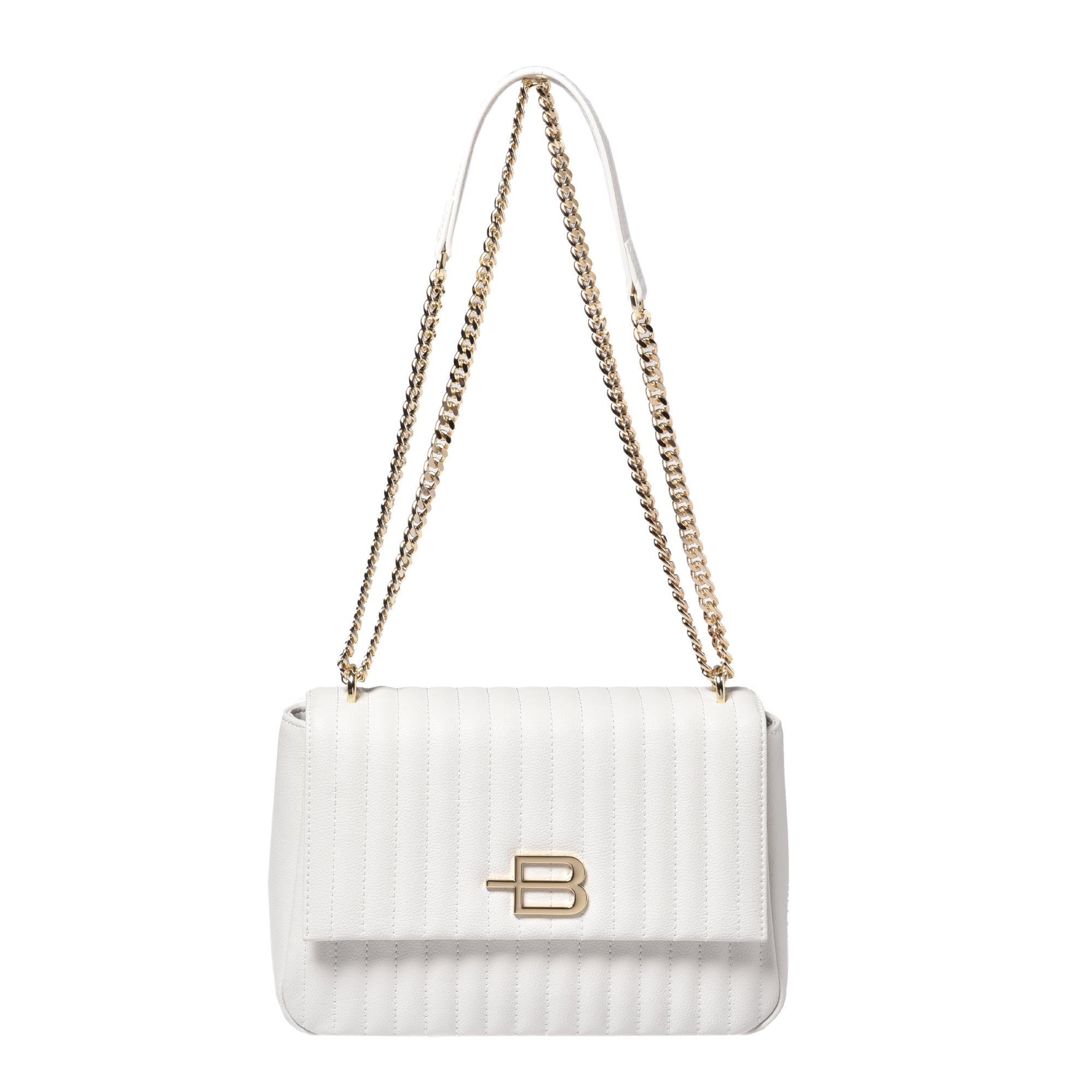 Shoulder bag in white quilted leather image