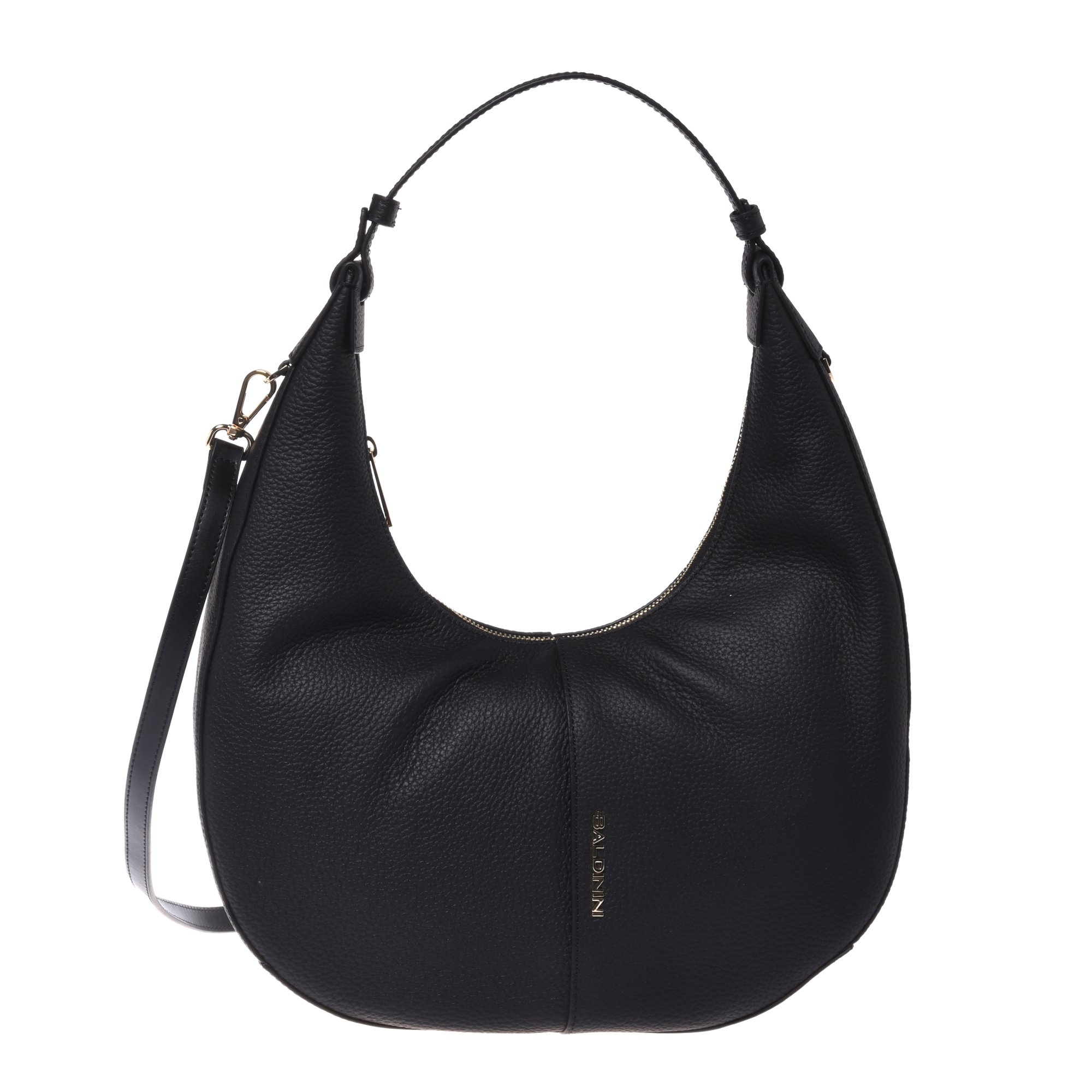 Black tumbled leather shoulder bag image