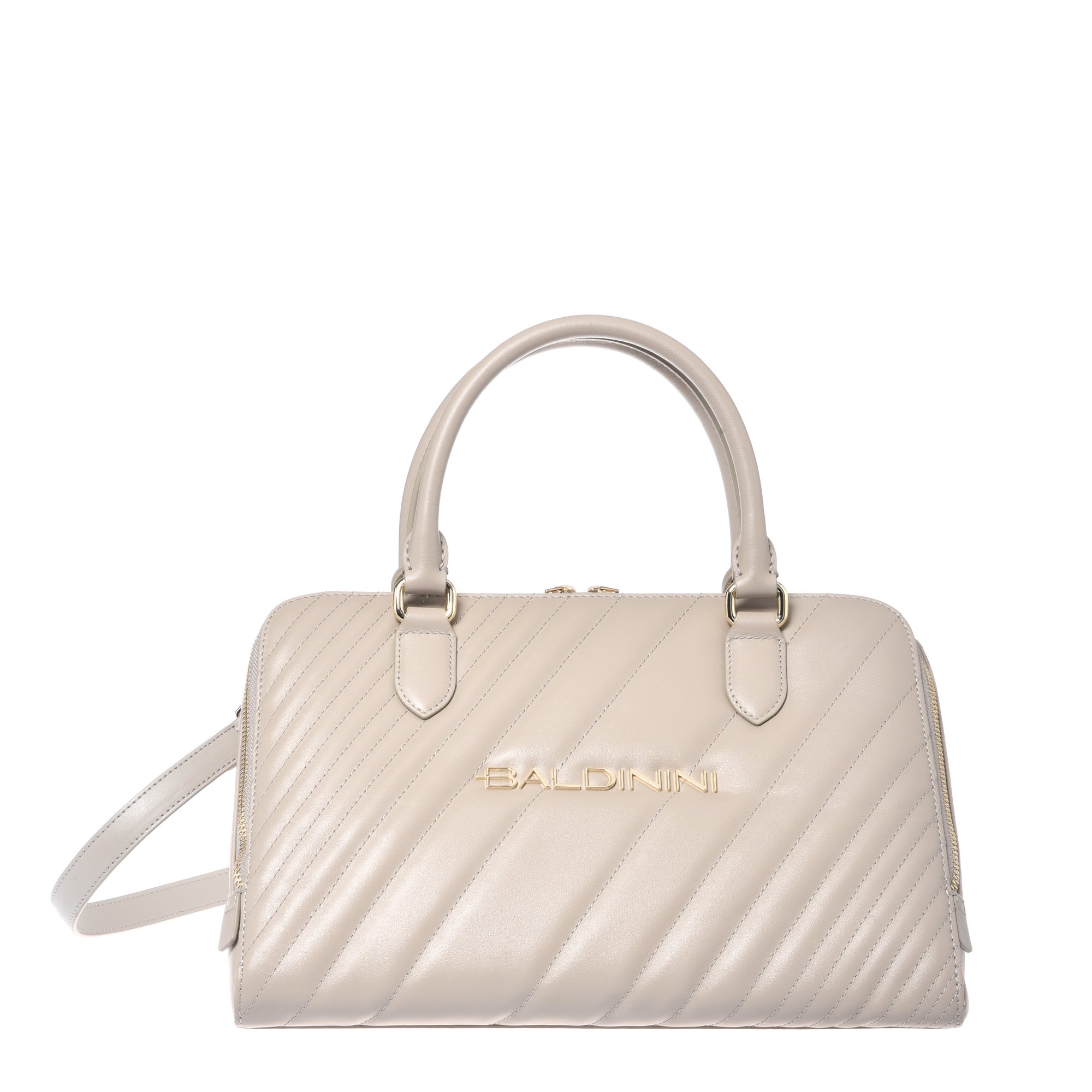 Taupe quilted leather handbag image