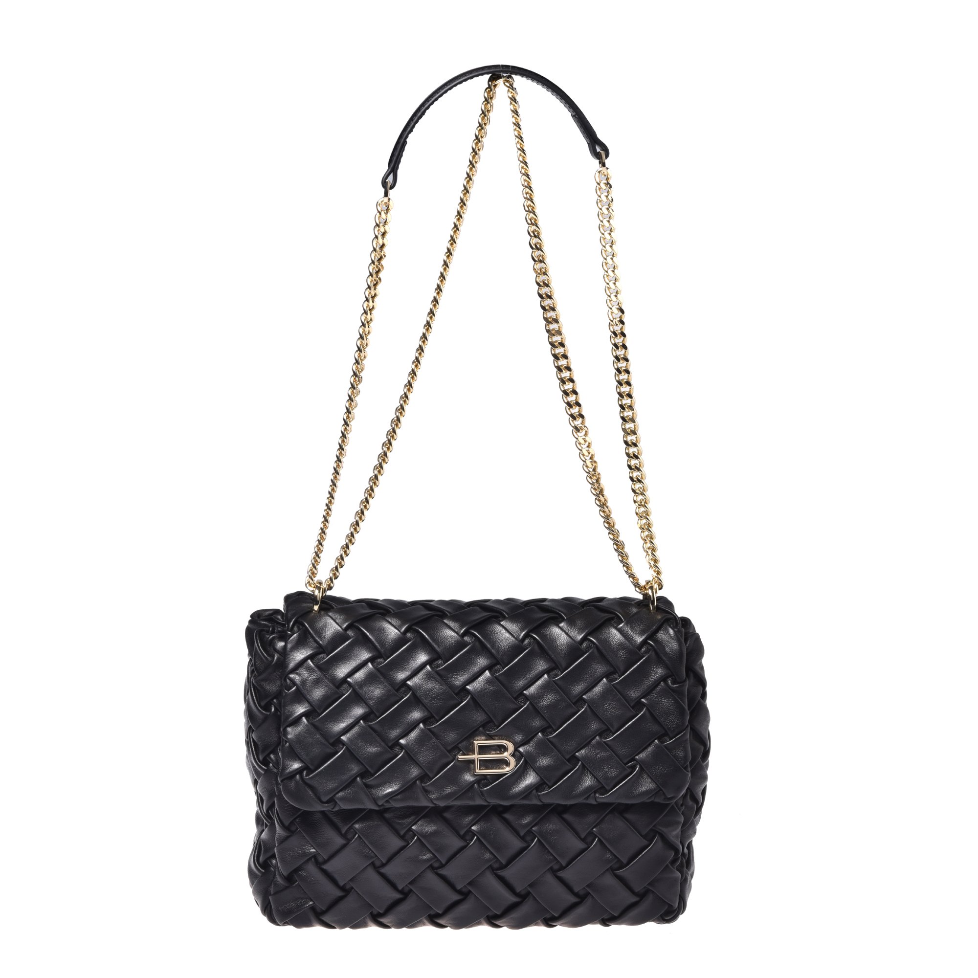 Crossbody bag in black woven leather image