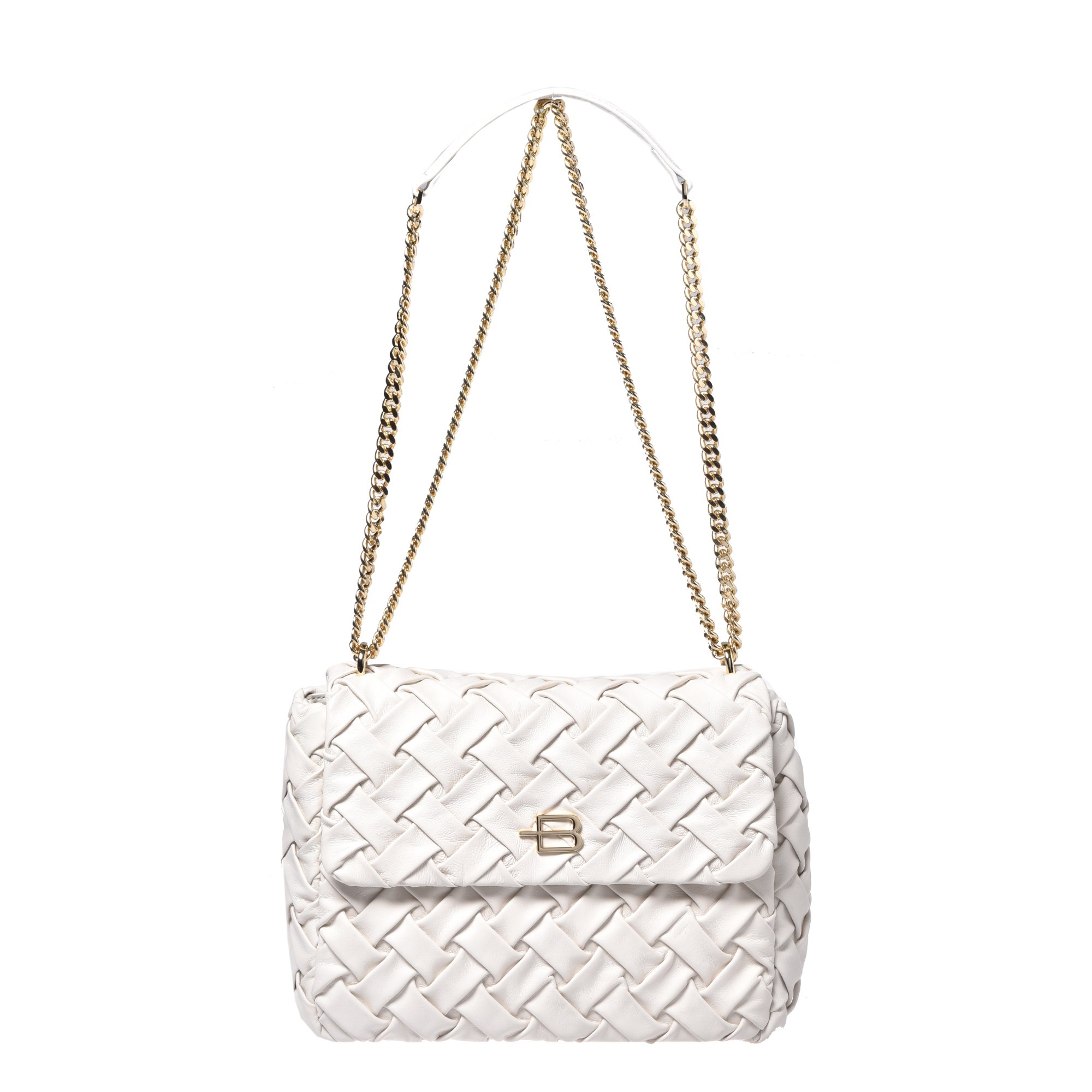 Crossbody bag in white woven leather image
