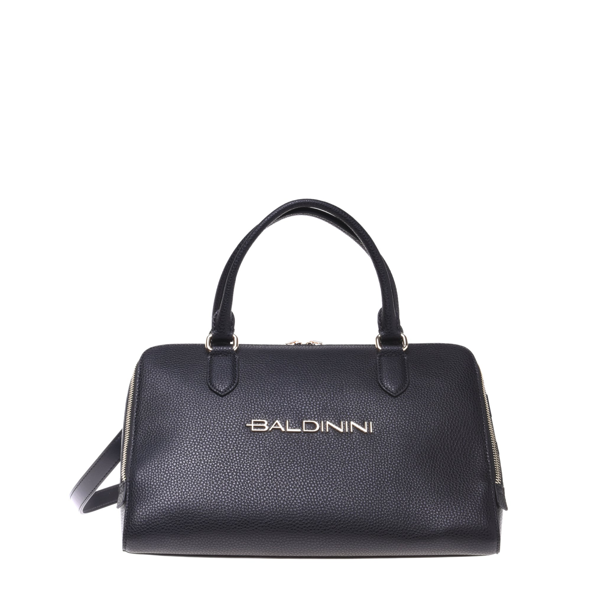 Black grained leather handbag image