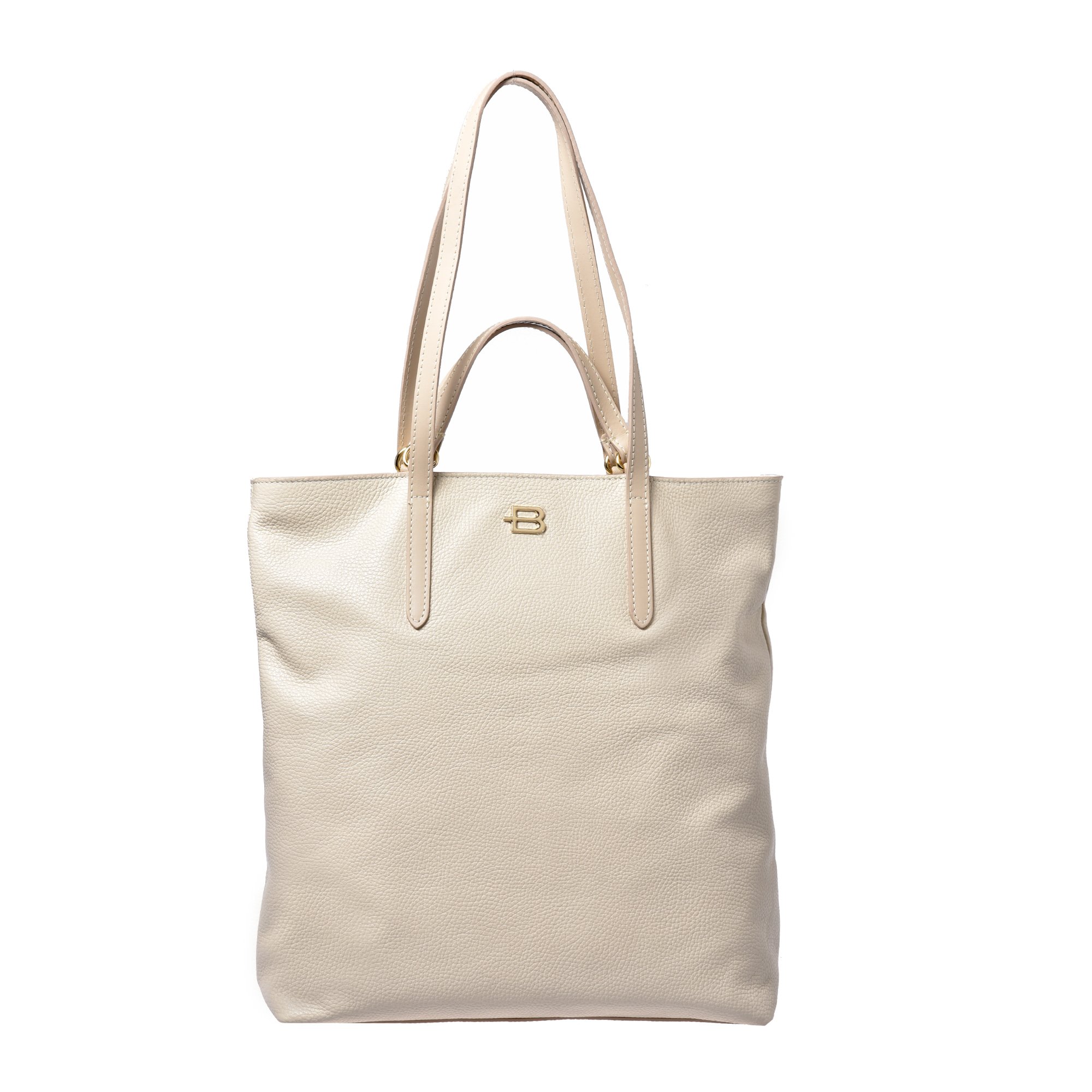 White tumbled and leather shopping bag image