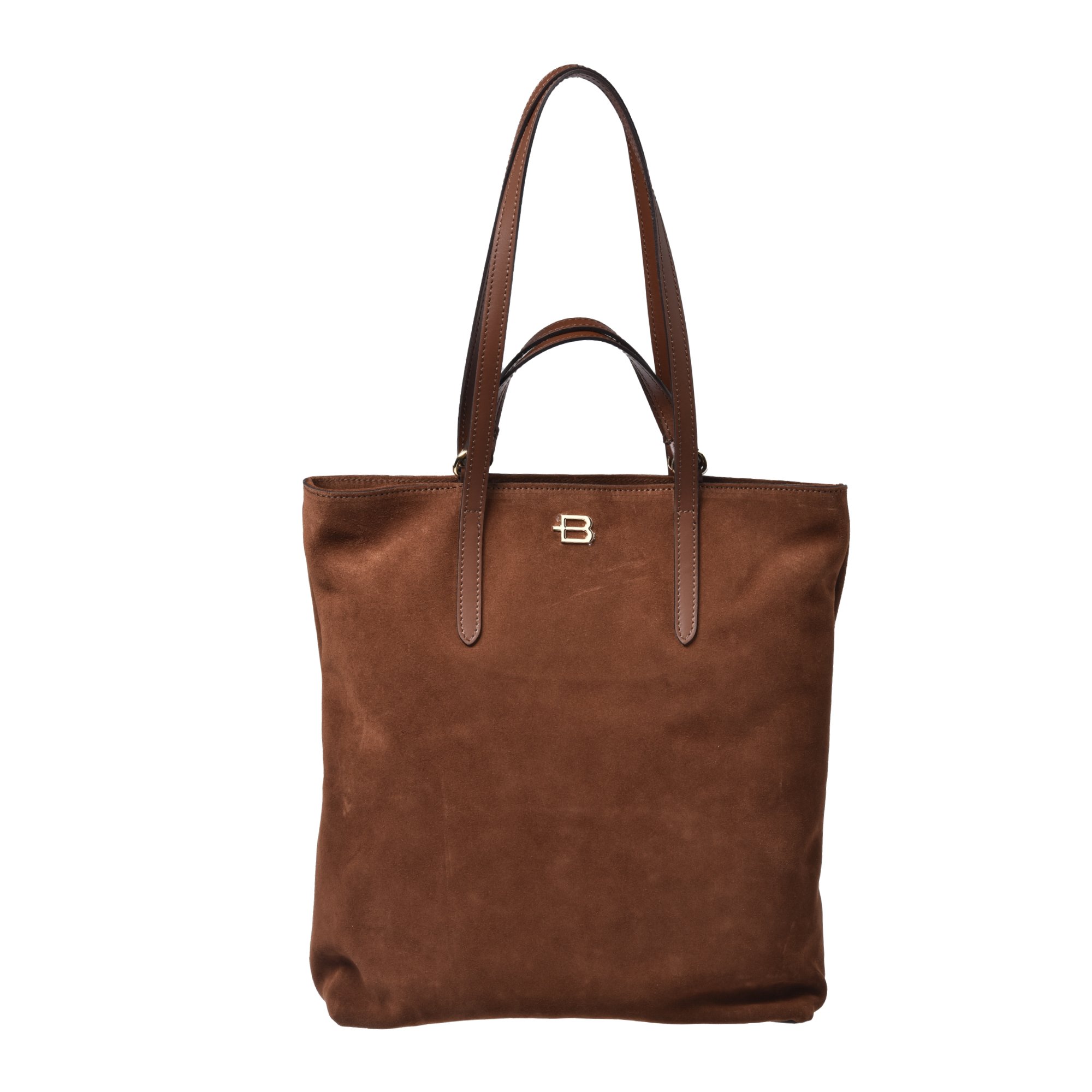 Leather suede and brown leather shopping bag image