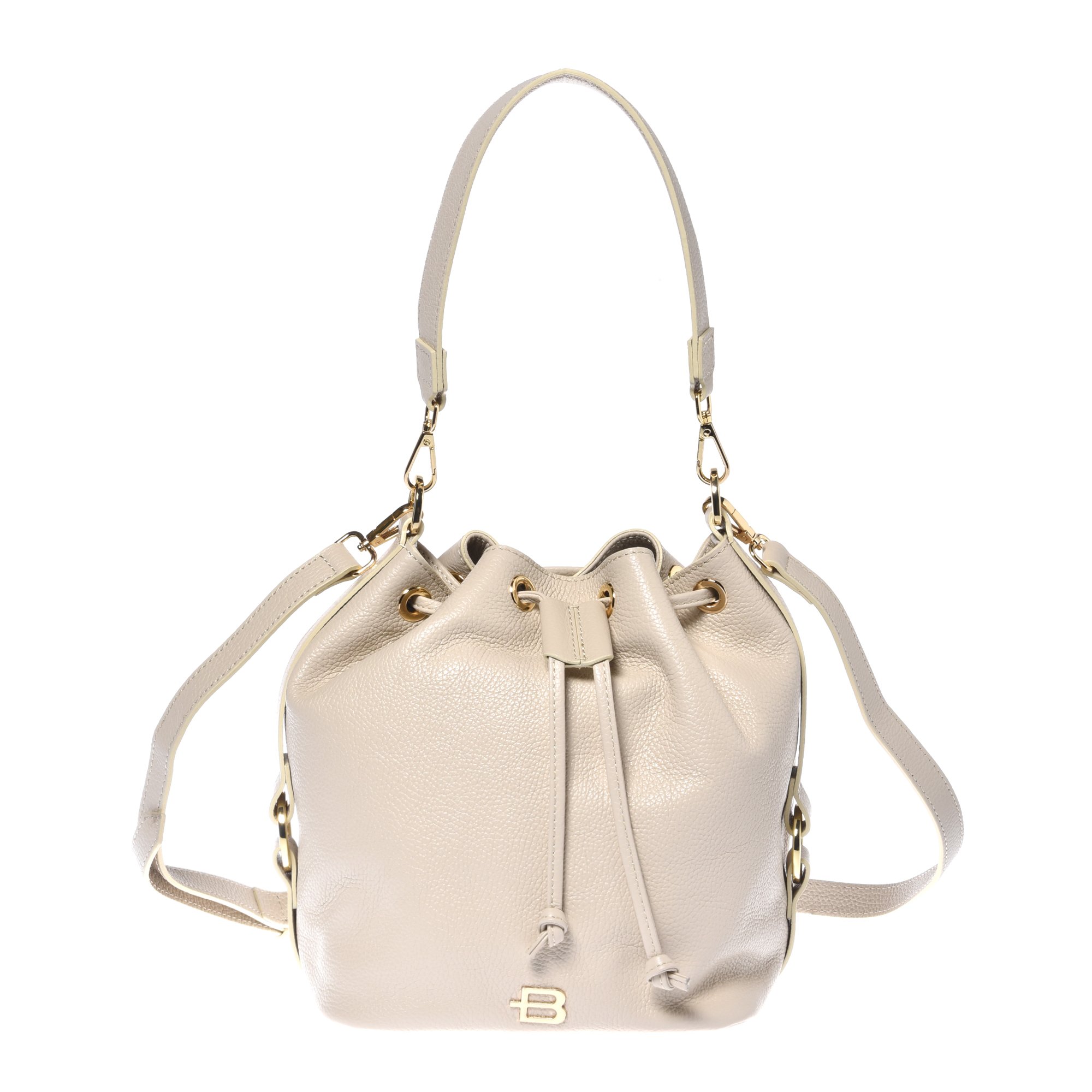 White tumbled leather bucket bag image