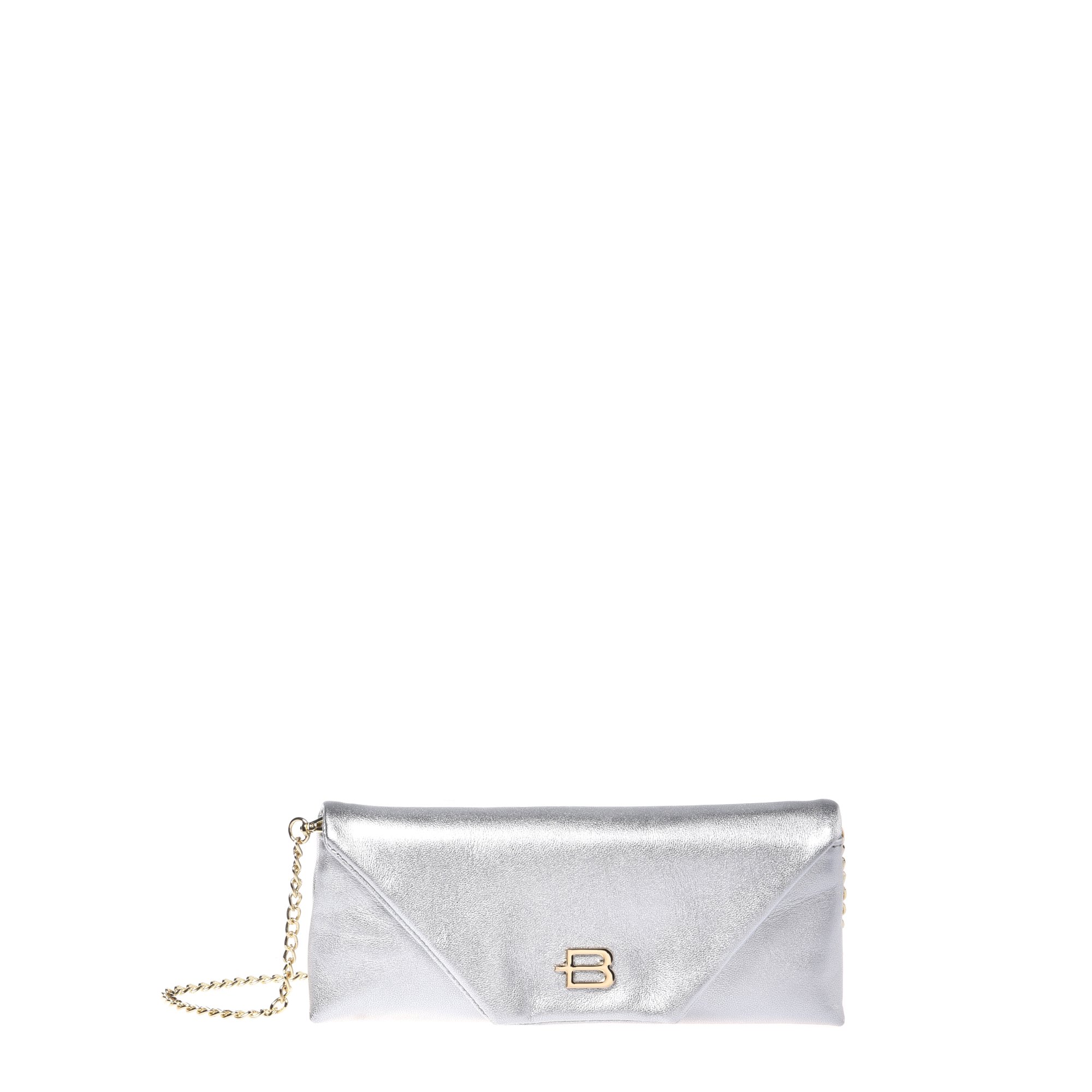 Silver laminated leather clutch image