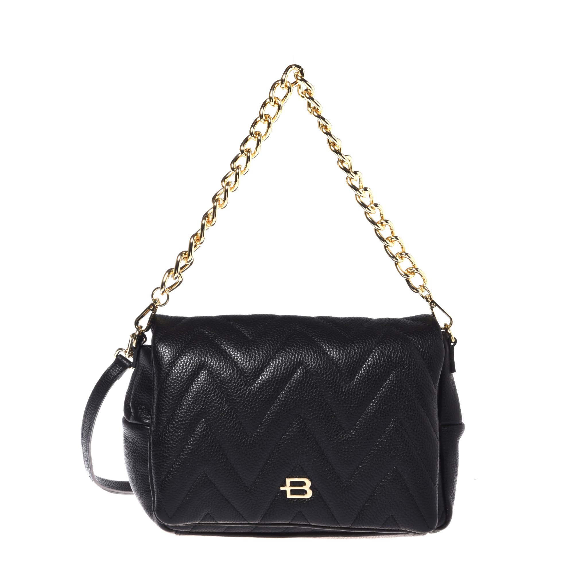 Black quilted tumbled leather shoulder bag image