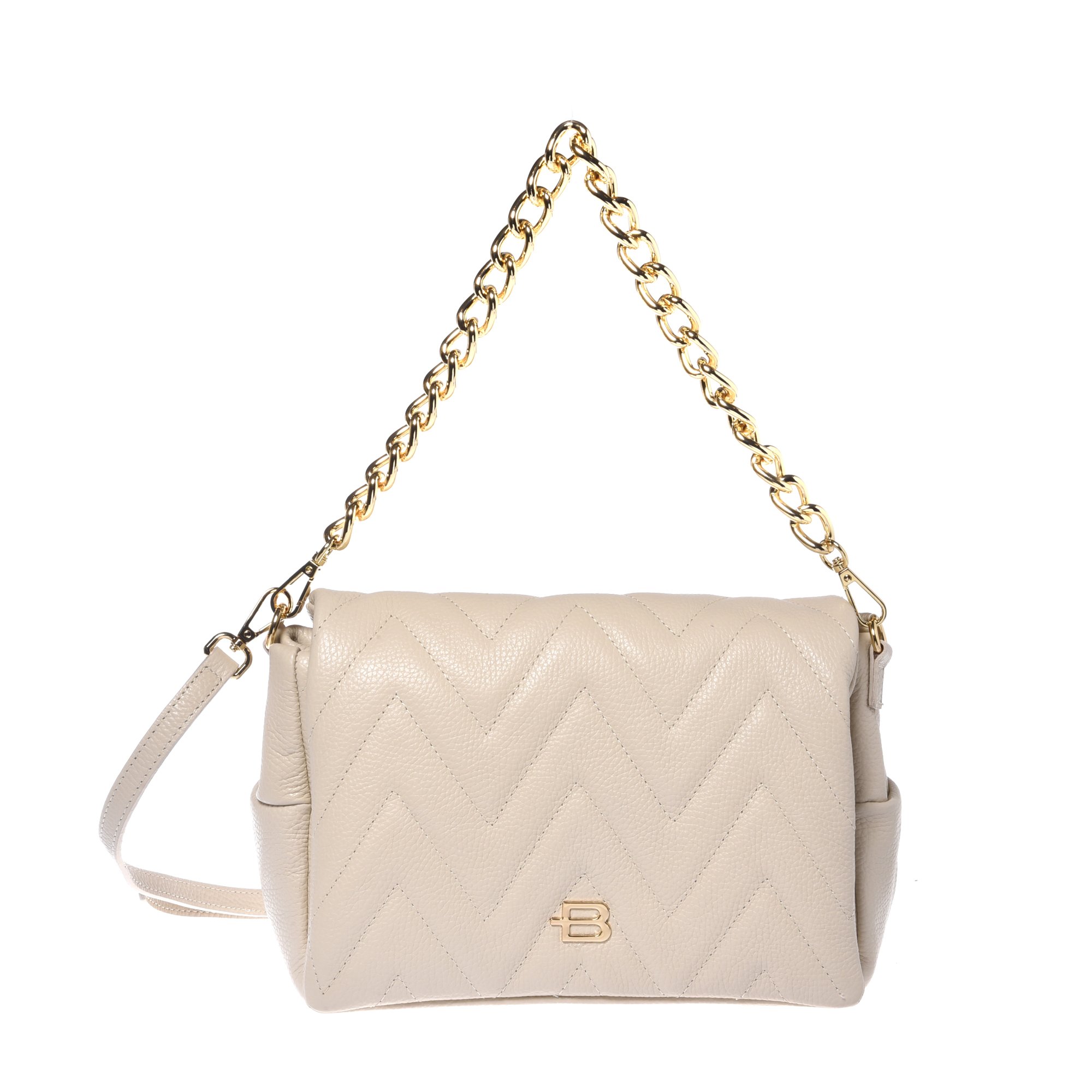 White quilted tumbled leather shoulder bag image